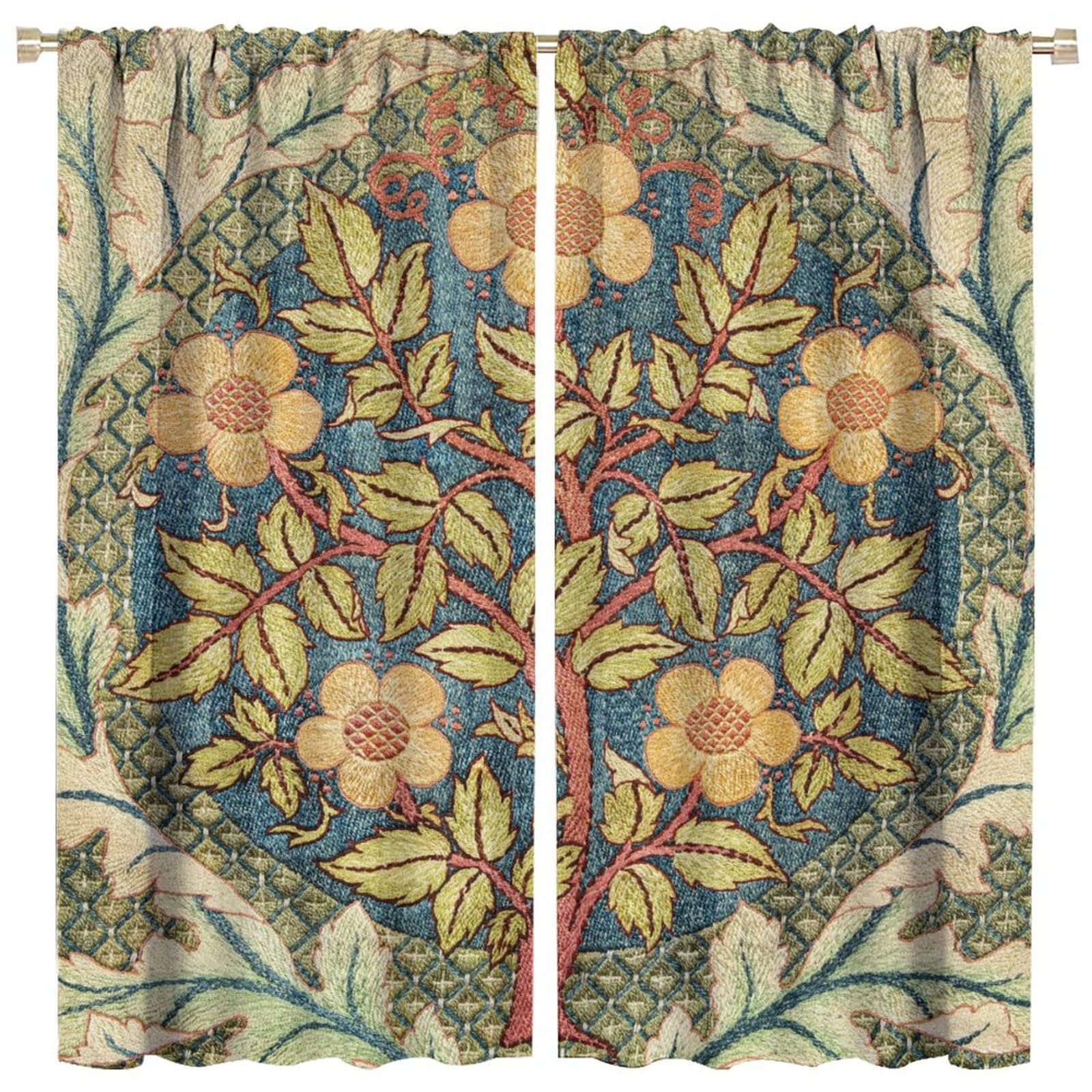 Blackout Curtain Panels 42x45 Inch - Boho Vintage Art Pattern for Bedroom & Living Room | Light Blocking, Noise Reducing Window Drapes for Better Sleep & Privacy