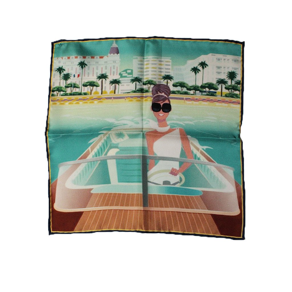 HEMLEY Yacht Drive Silk Pocket Square - Premium Men's Fashion Accessory for Formal Events, Weddings & Business Occasions