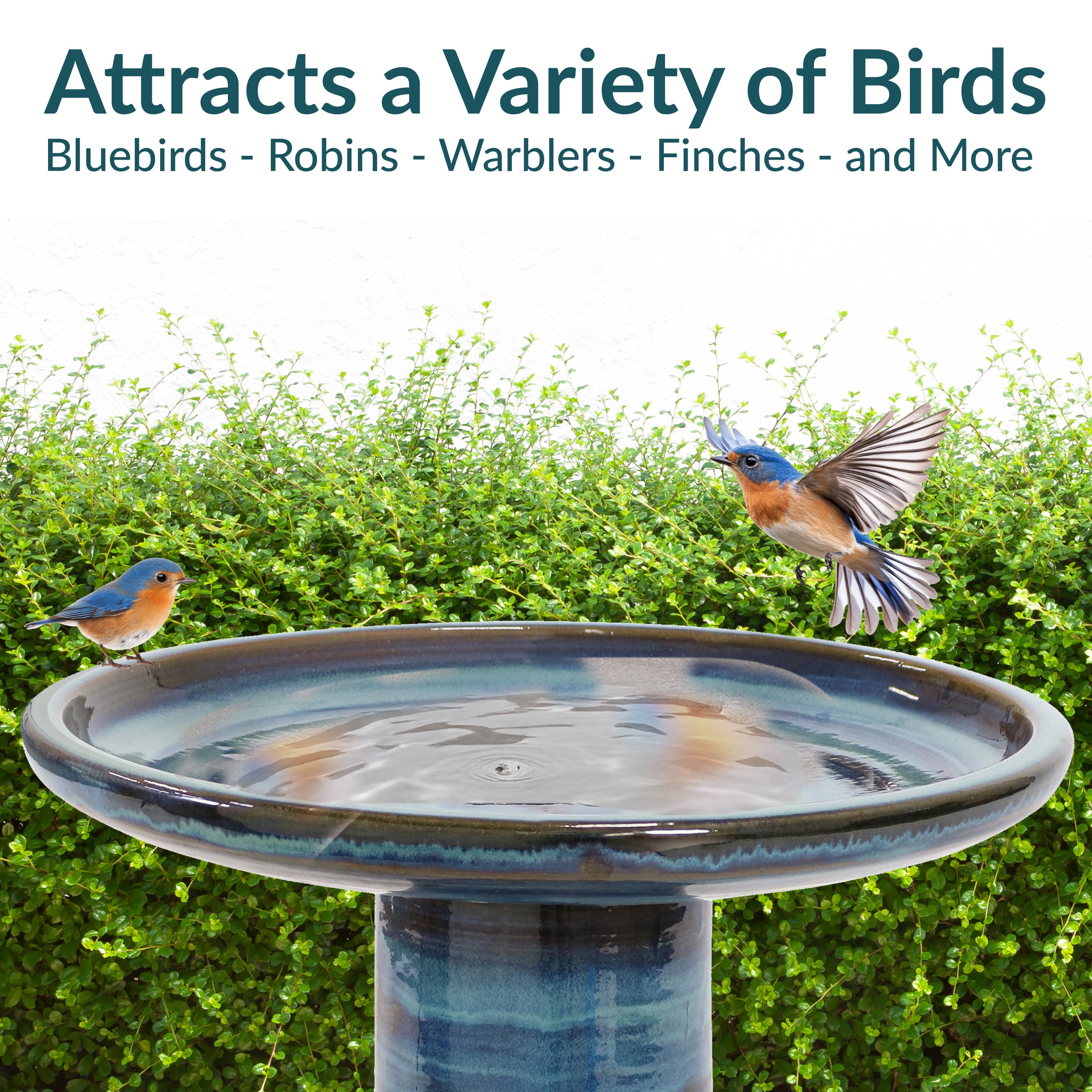 Sunnydaze Glazed Ceramic Duo Tone Outdoor Bird Bath - Garden Decor for Attracting Birds & Enhancing Outdoor Spaces