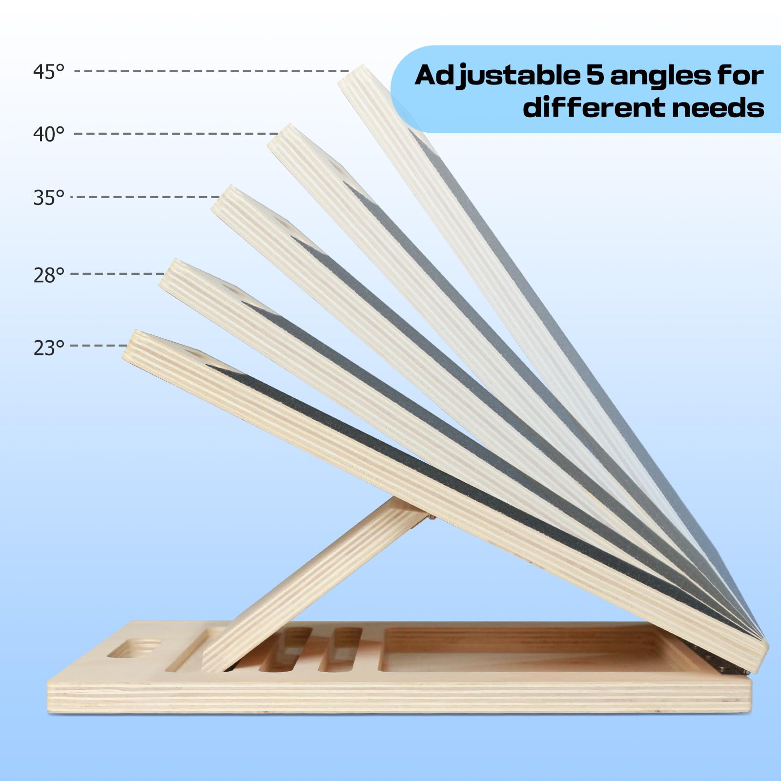 Portable Wooden Calf Stretcher Slant Board - 5 Adjustable Angles, Supports 220 lbs - Physical Therapy Equipment for Calf Stretching, Squats & Leg Exercises - Perfect for Home Gym, Yoga & Rehabilitation