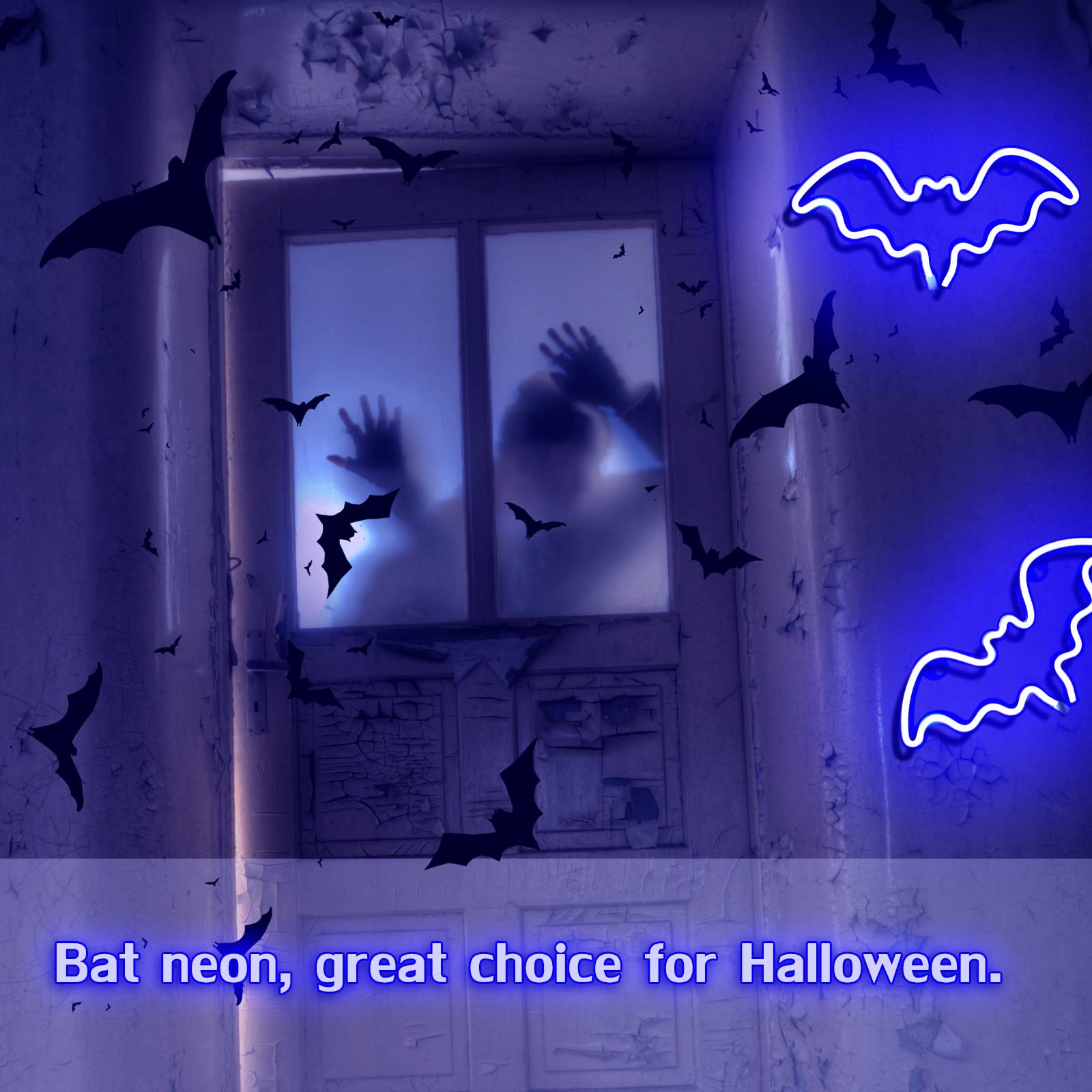 Halloween Bat Neon Sign - LED Wall Decor for Halloween Party, Bar & Room - Battery/USB Powered Bat Shape Lamp - Perfect for Kids' Room & Spooky Home Decor