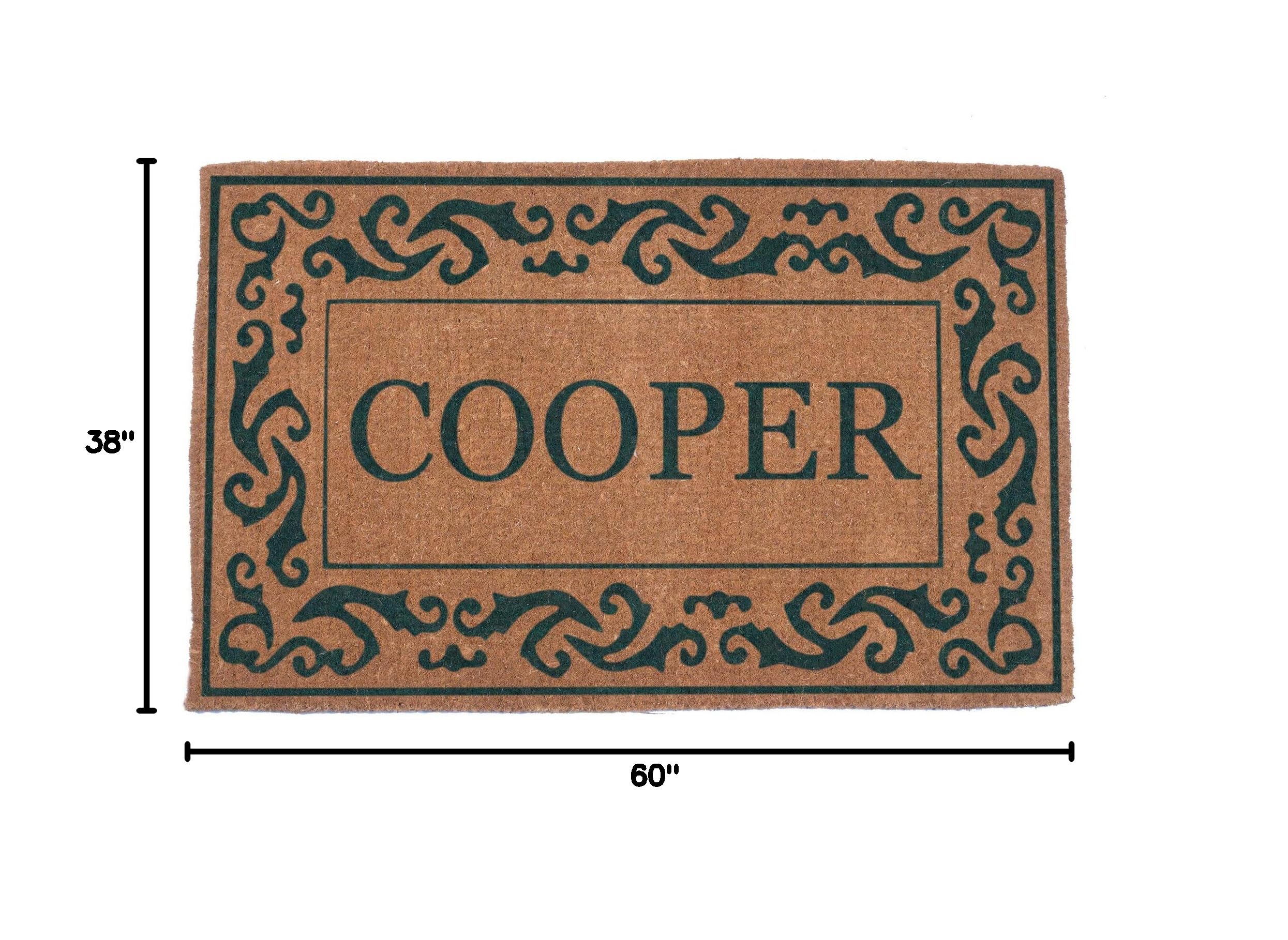 Premium Handwoven Green Rolling Scrolls Border Personalized Coconut Fiber Doormat 38