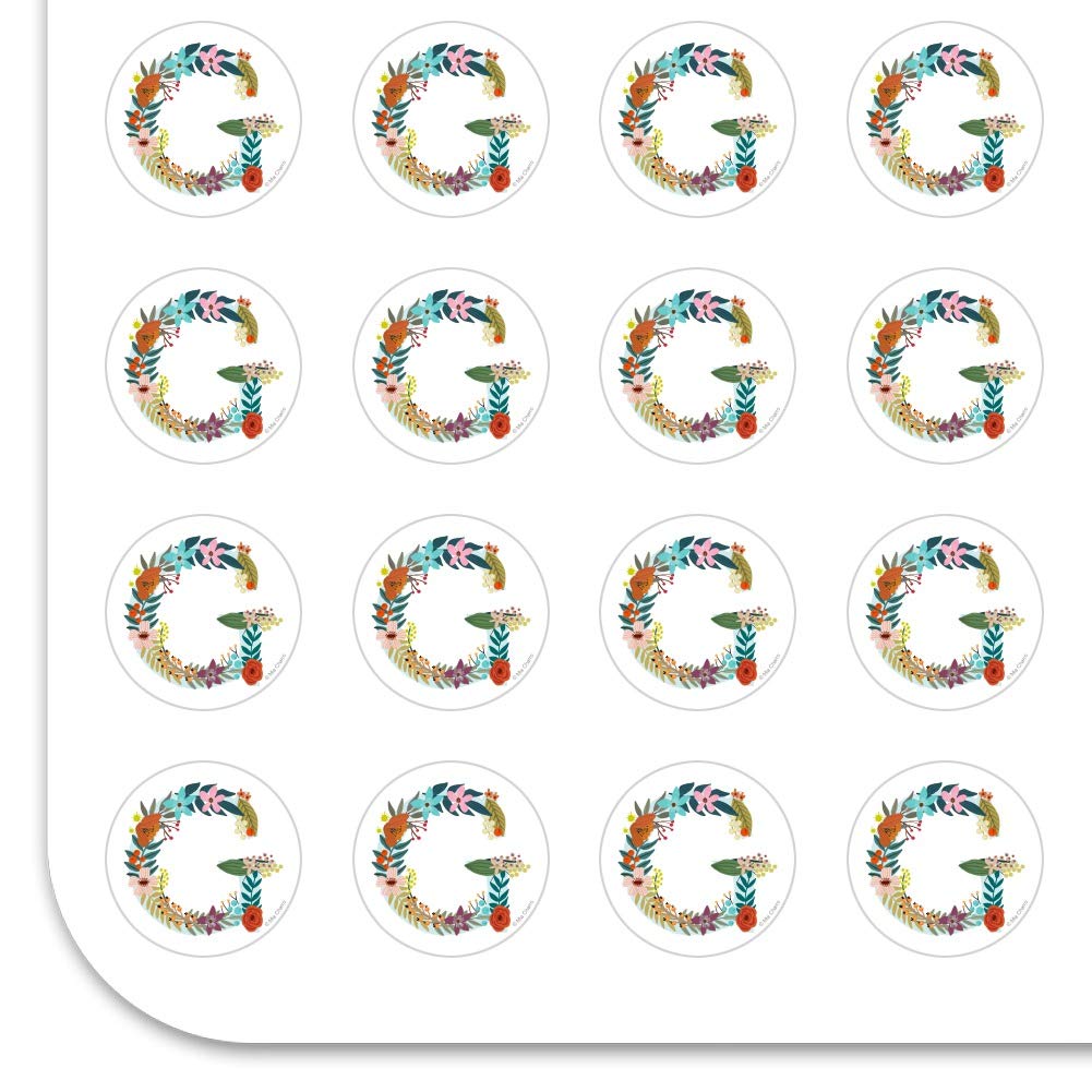 Floral Monogram Letter G Stickers for Planners, Calendars, Scrapbooking & DIY Crafts - Perfect for Bullet Journals, Scrapbook Pages, and Handmade Cards