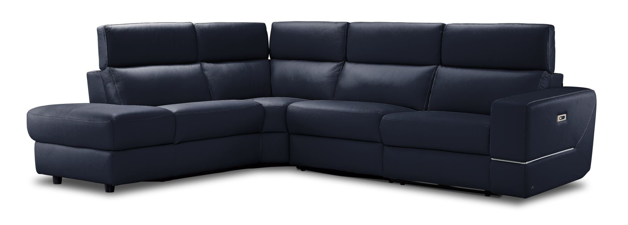 Bianca 3-Piece Power Reclining Sectional Sofa with Left-Facing Chaise in Navy Blue - Perfect for Living Room, Home Theater & Family Gatherings