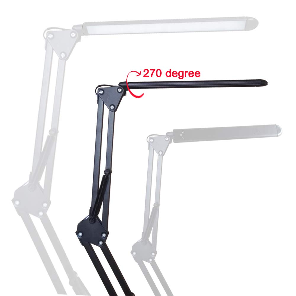 LED Desk Lamp with USB Port - Adjustable Swing Arm, 3 Color Modes & 9 Brightness Levels, Eye-Caring Dimmable Reading Light for Home Office, Study, and Workstation