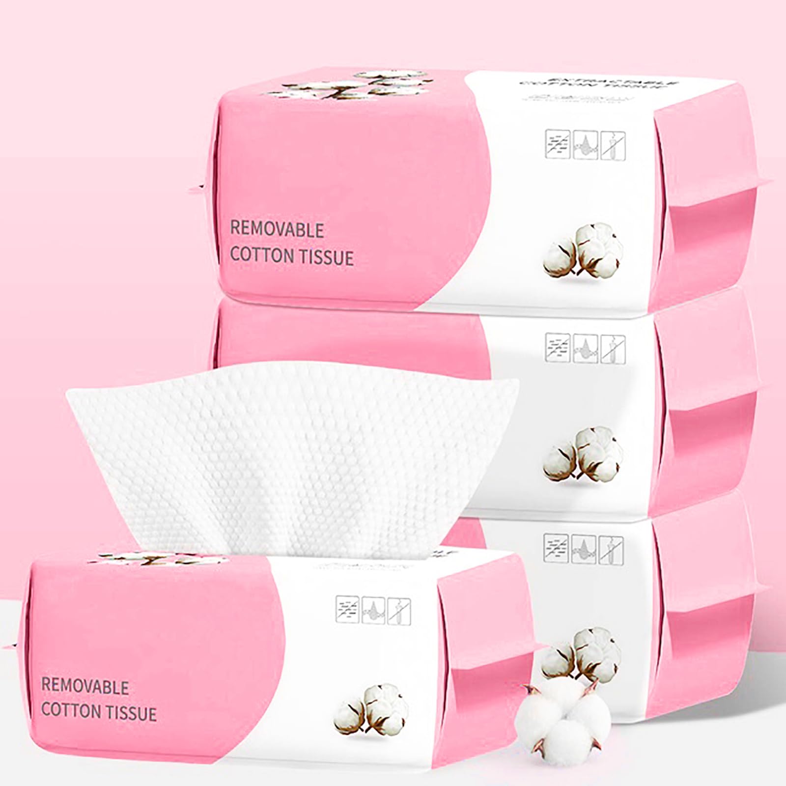 Soft Cotton Disposable Face Towels 100 Count - Gentle Dry Wipes & Facial Cloths for Cleansing, Skincare & Makeup Removal | Hypoallergenic & Eco-Friendly | Perfect for Travel, Gym & Daily Facial Care (4 Pack)