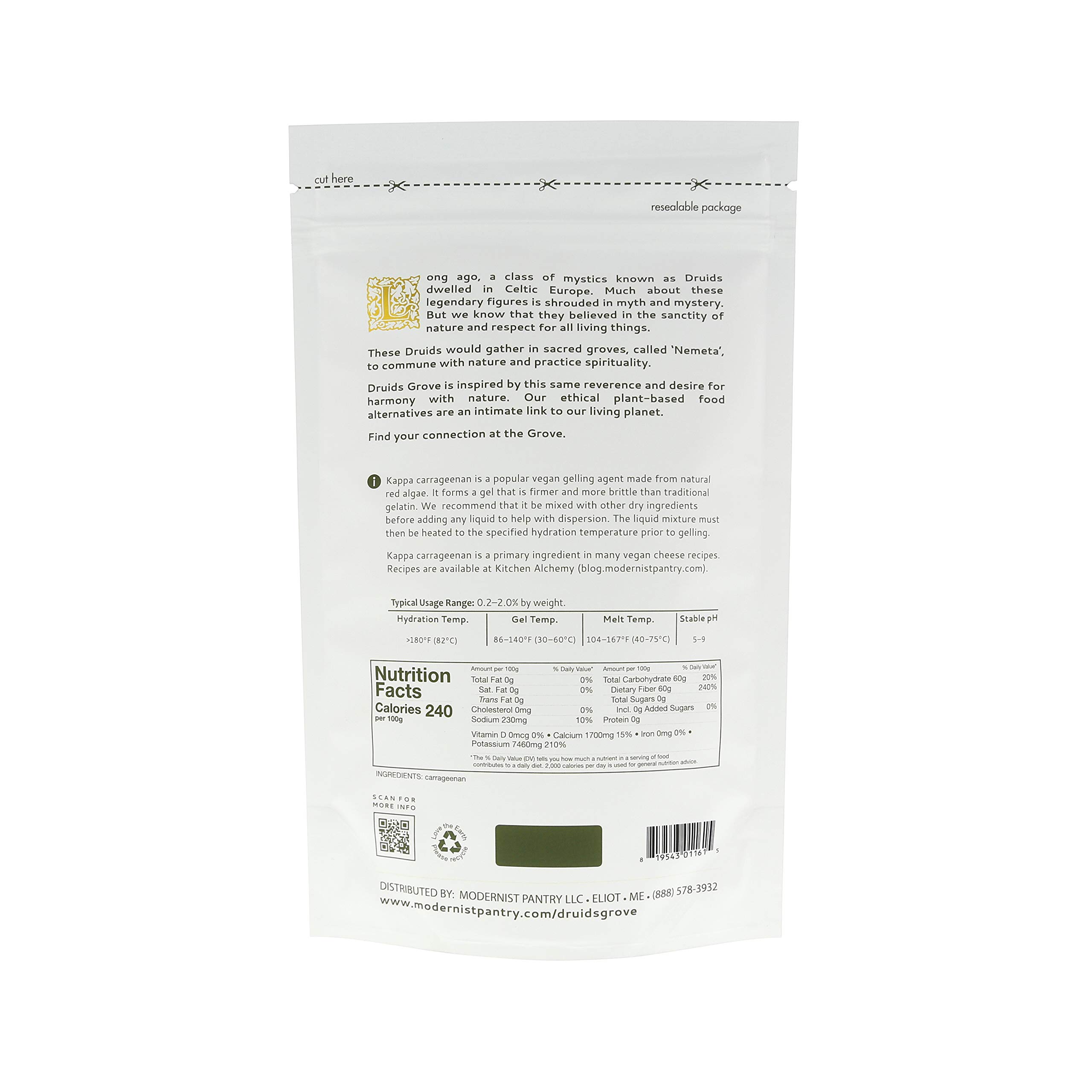 Premium Vegan Kappa Carrageenan with Lactic Acid - Non-GMO, Gluten-Free, OU Kosher Certified (16 oz Value Pack) | Perfect for Vegan Desserts, Dairy Alternatives & Food Thickening