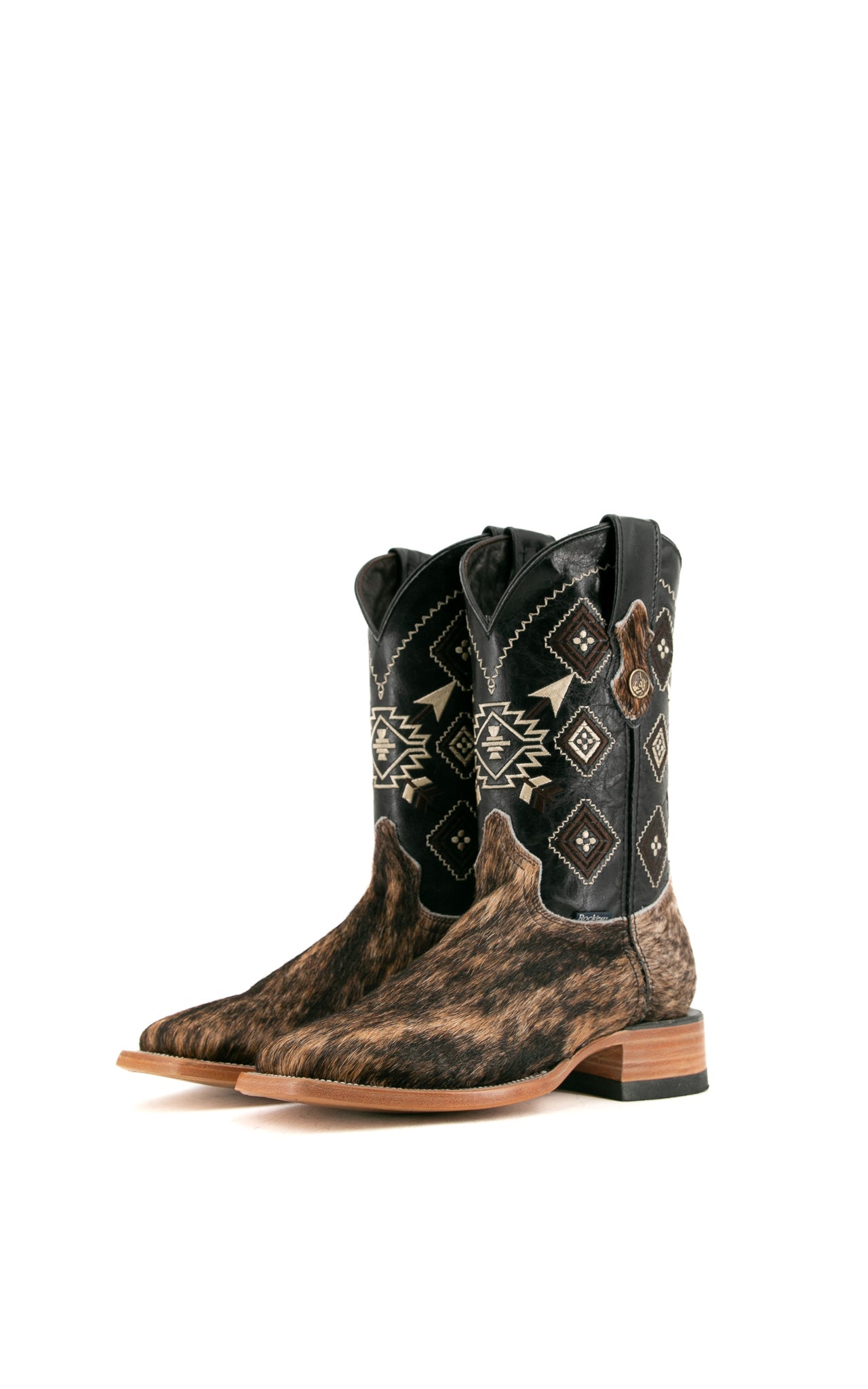 Authentic Men's Cowhide Square Toe Cowboy Boots - Size 7.5 - Western Style Riding Boots - Perfect for Country Dancing, Rodeo Events & Casual Wear - Box EM6