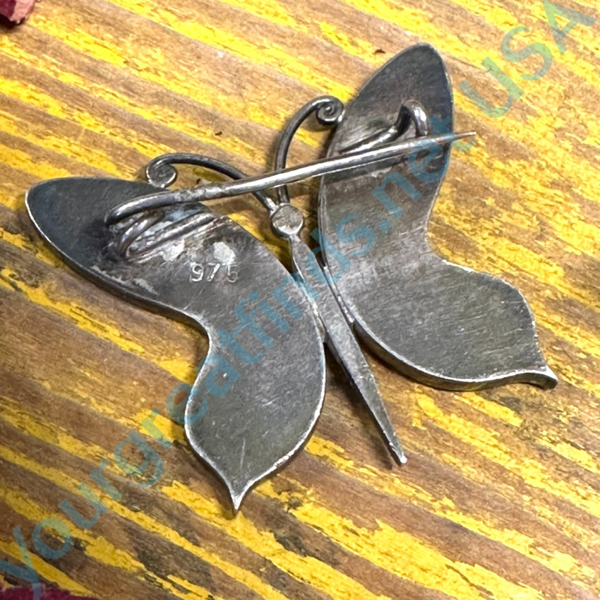 Vintage 975 Sterling Silver Lapis Lazuli Butterfly Brooch Pin - Elegant Jewelry Gift for Women, Perfect for Weddings, Parties & Special Occasions