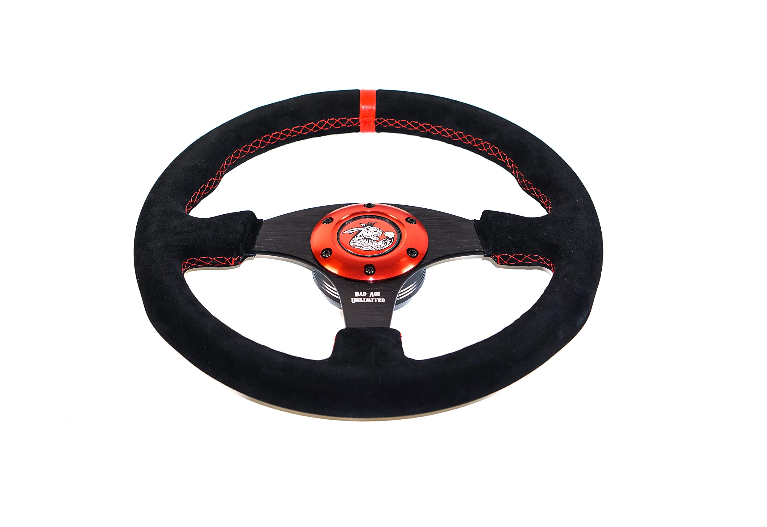 Premium Suede Steering Wheel Cover with 6 Holes & Red Stitching - Non-Slip Grip for Cars, Trucks & SUVs - Perfect for Racing, Daily Driving & Custom Car Interiors