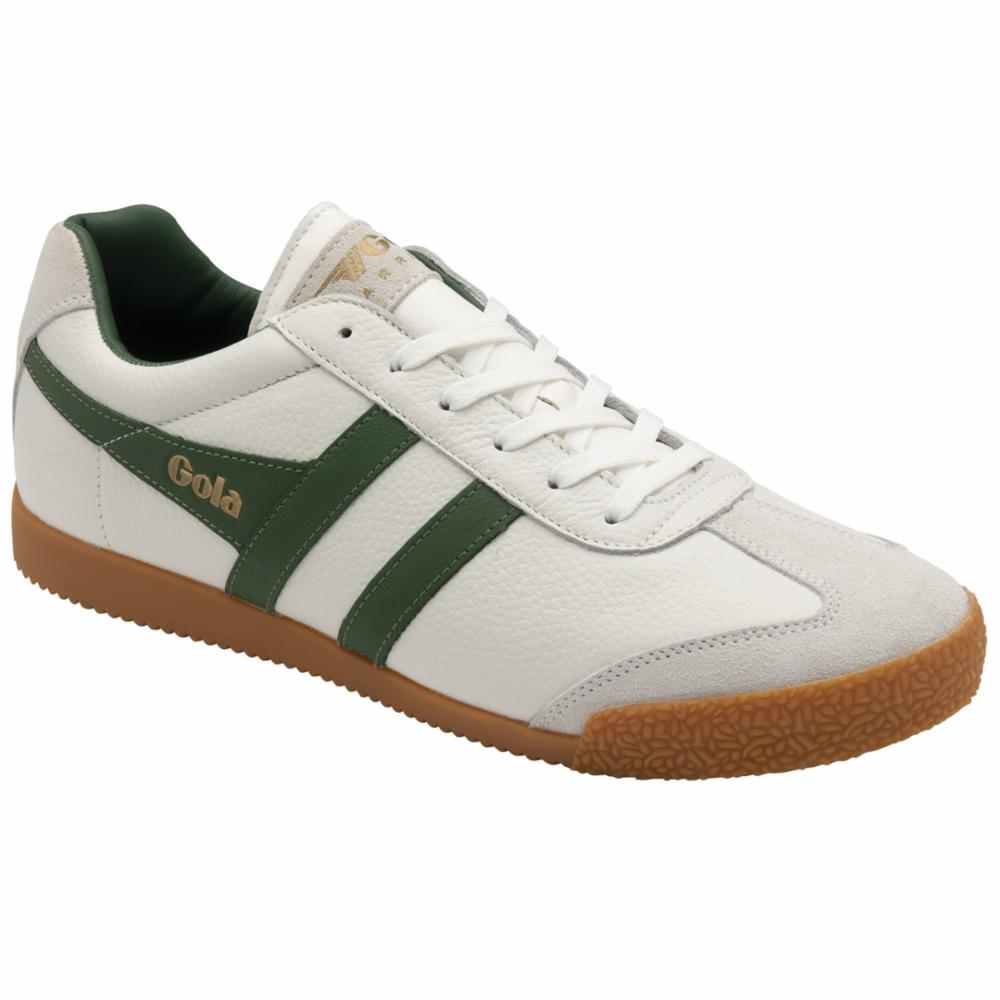 Gola Men's Harrier Leather Sneakers in Green - Stylish & Comfortable Casual Shoes for Everyday Wear, Walking & Urban Fashion