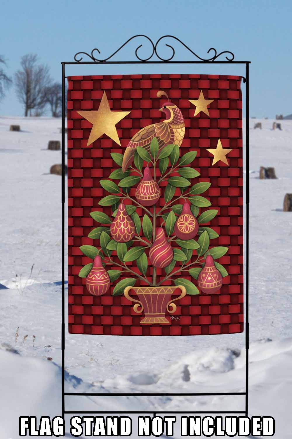 Toland Home Garden 109699 Double Sided Christmas Flag - 28x40 Inch Partridge in a Pear Tree Outdoor Yard Decoration | Holiday House & Garden Decor for Front Porch, Lawn, and Seasonal Festivities
