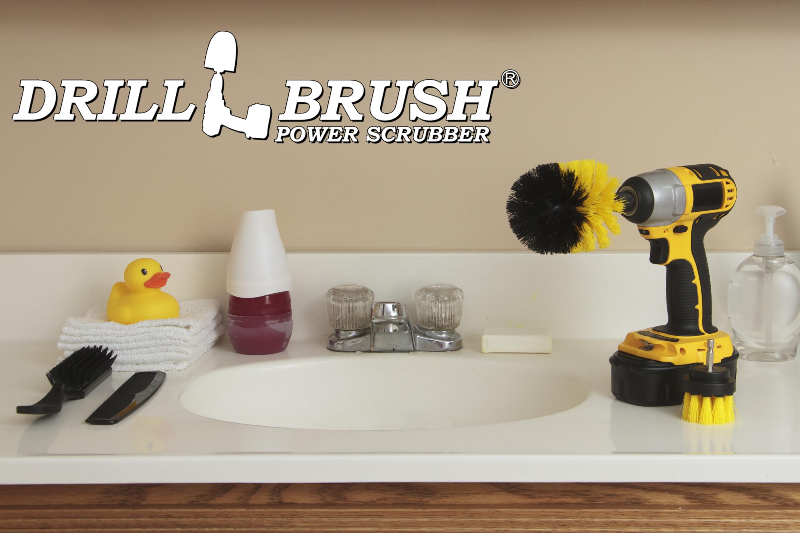 Premium Bathroom Cleaning Brush Set - Heavy Duty Scrub Brush for Tiles, Grout & Showers - Power Cleaning Tools Kit with Ergonomic Handle - Home Cleaning Gadgets for Deep Cleaning (Perfect for Bathrooms, Kitchens & Outdoor Surfaces)