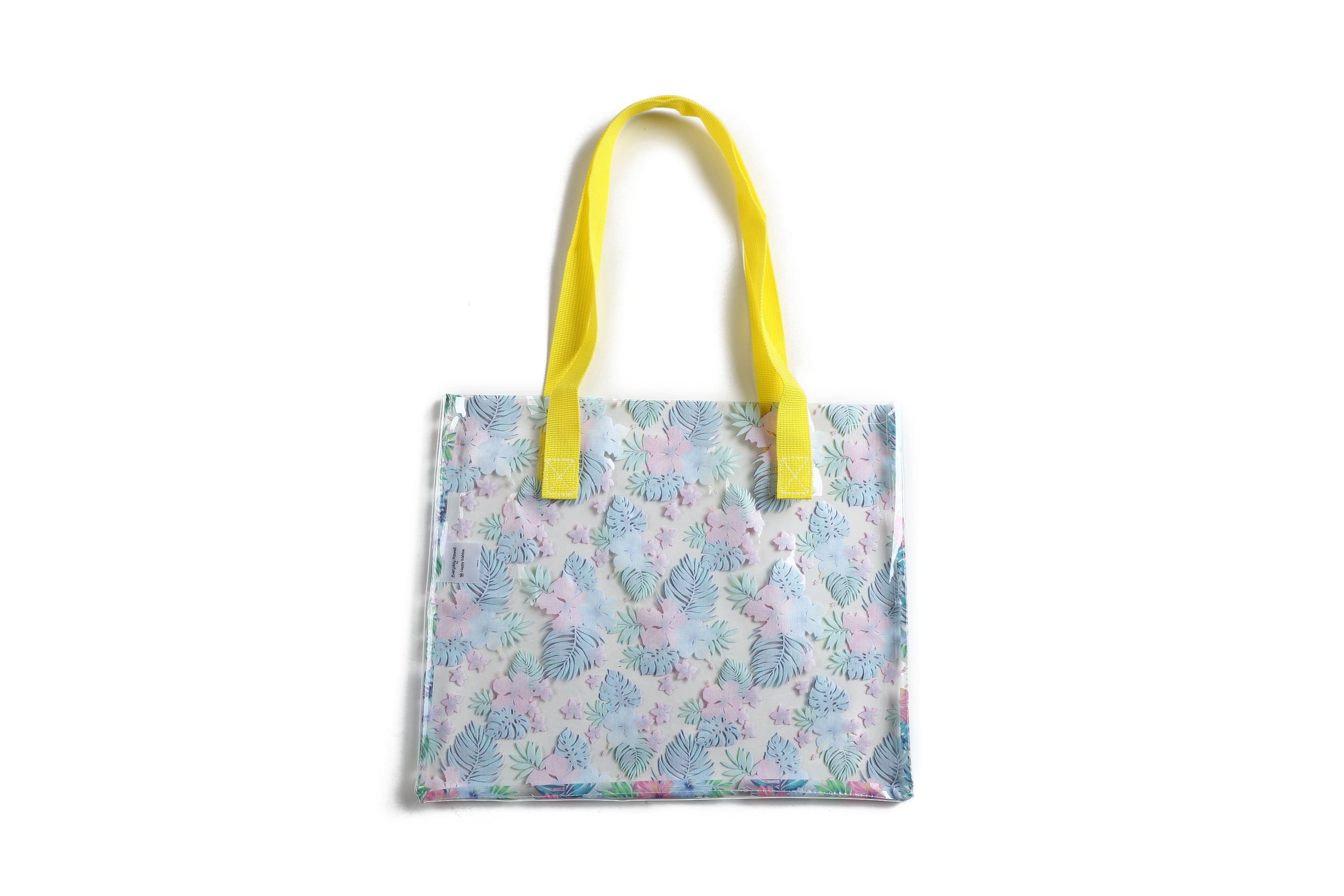 Clear Tote Bag for Everyday Use - Hawaii Monstera Leaf Print in Blue - Perfect for Beach, Shopping, and Work Commute