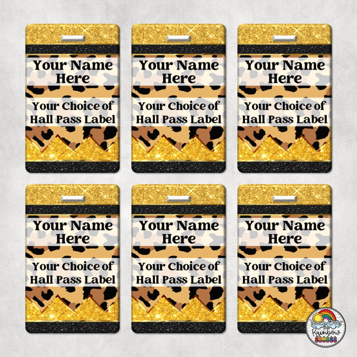 Leopard Glitter Pencil Hall Pass Set - 10 Pack Classroom Passes for Teachers, Students & School Staff - Fun & Durable Hallway Passes for Bathroom, Office & Library Visits