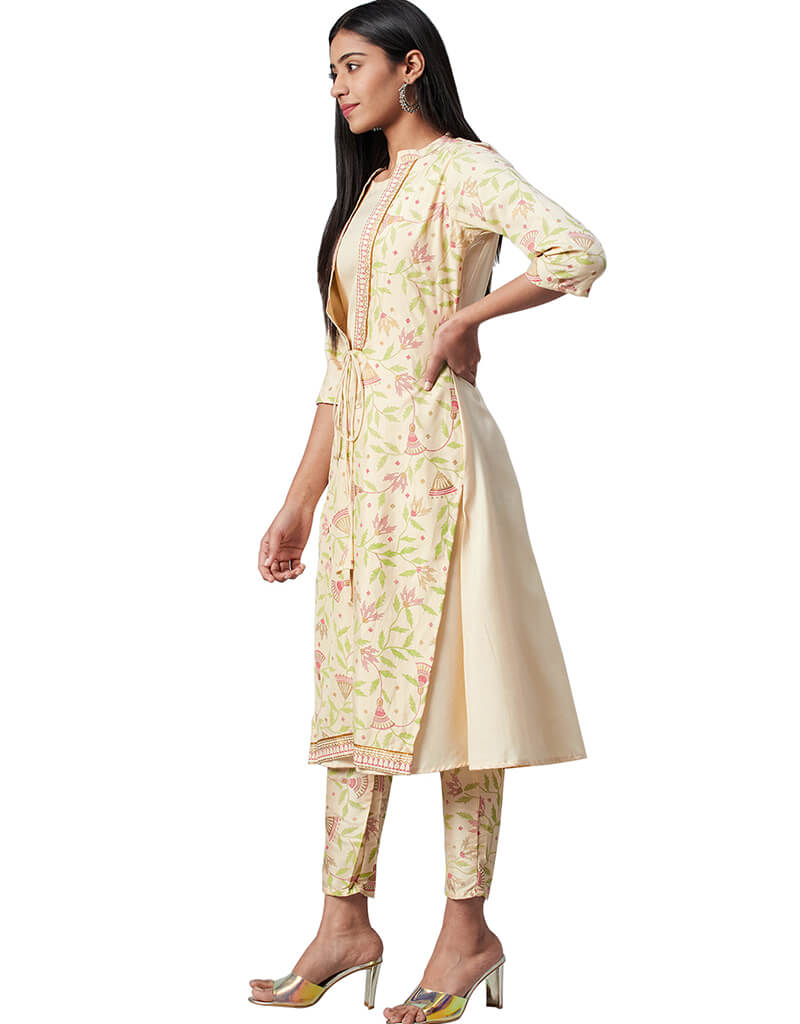 Elegant Beige Poly Silk Pant Suit for Women - Professional Office Wear & Formal Business Attire