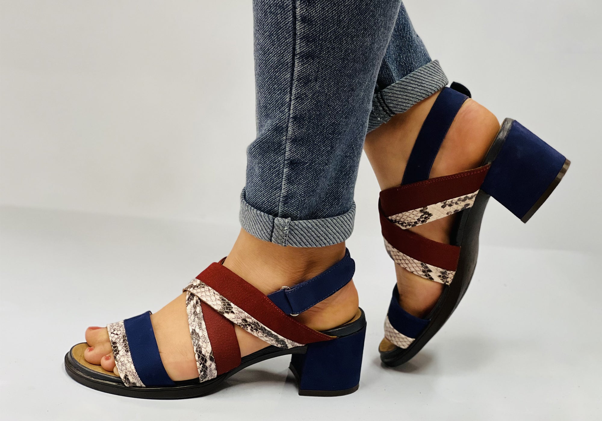 Opananken Nancie Women's Comfortable Leather Mid Heel Sandals - Stylish & Supportive for Work, Date Night & Summer Outings