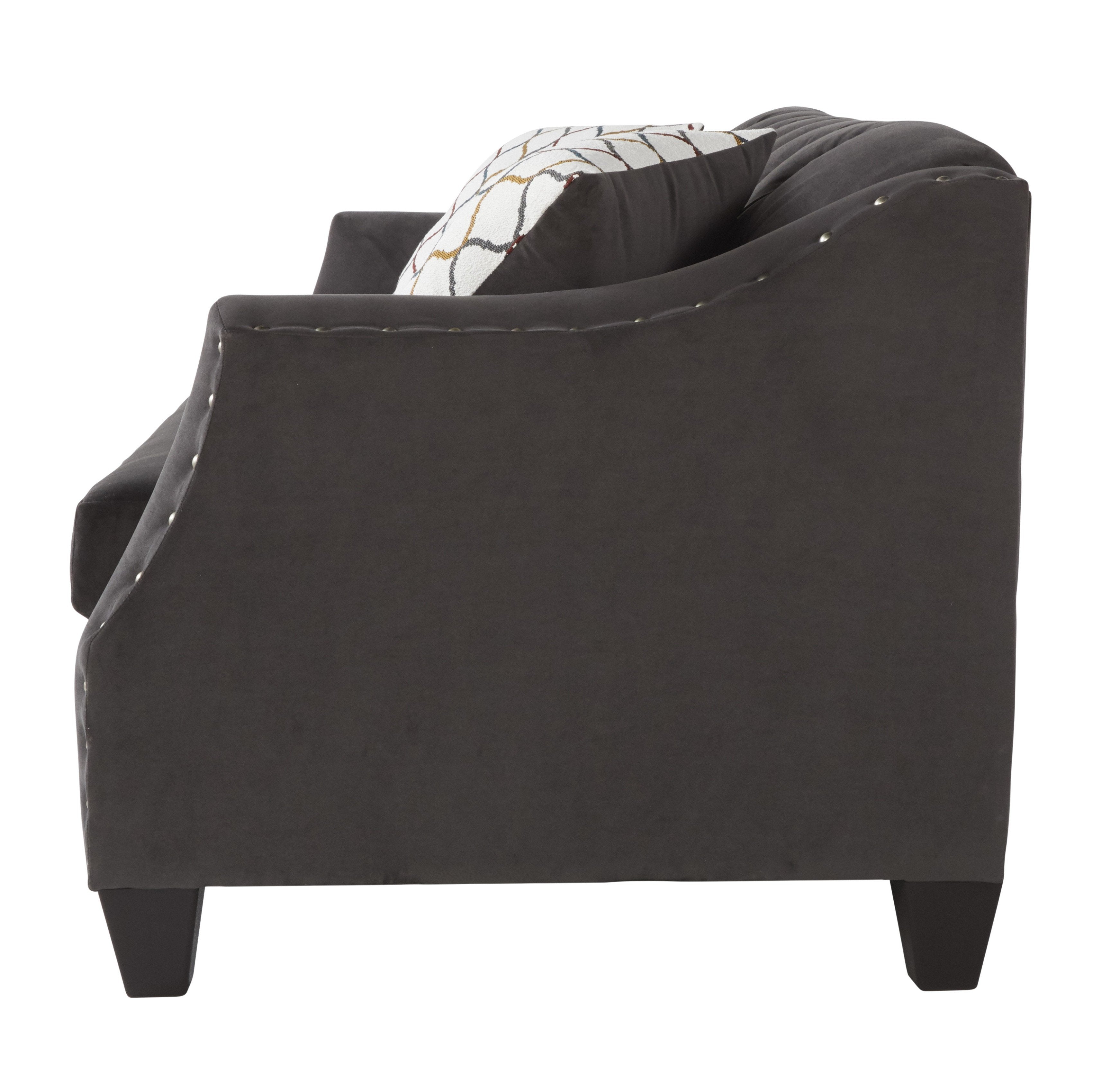 Modern Velvet Tufted Loveseat with Nailhead Trim - Gray Transitional Sofa for Living Room | Moselle Collection | Perfect for Small Spaces & Cozy Home Decor