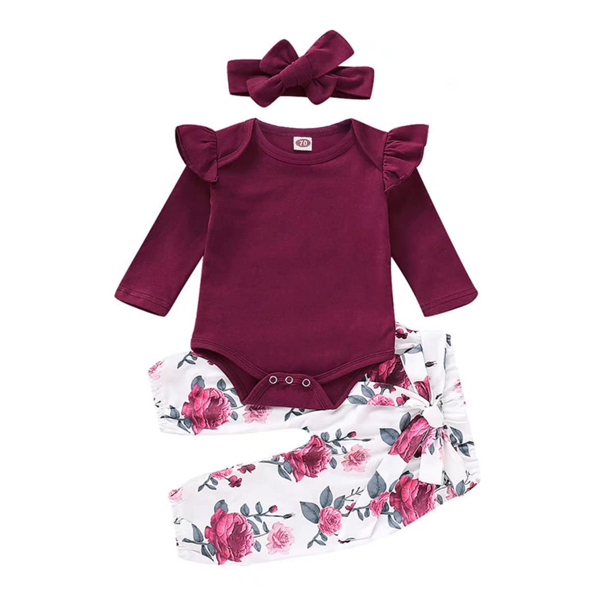 CETEPY Baby Girl Clothes Set - 3Pcs Newborn Outfits with Tops, Pants & Headband/Hat | Soft Cotton Infant Clothing for 0-12 Months | Perfect for Photo Shoots, Birthday Gifts & Daily Wear