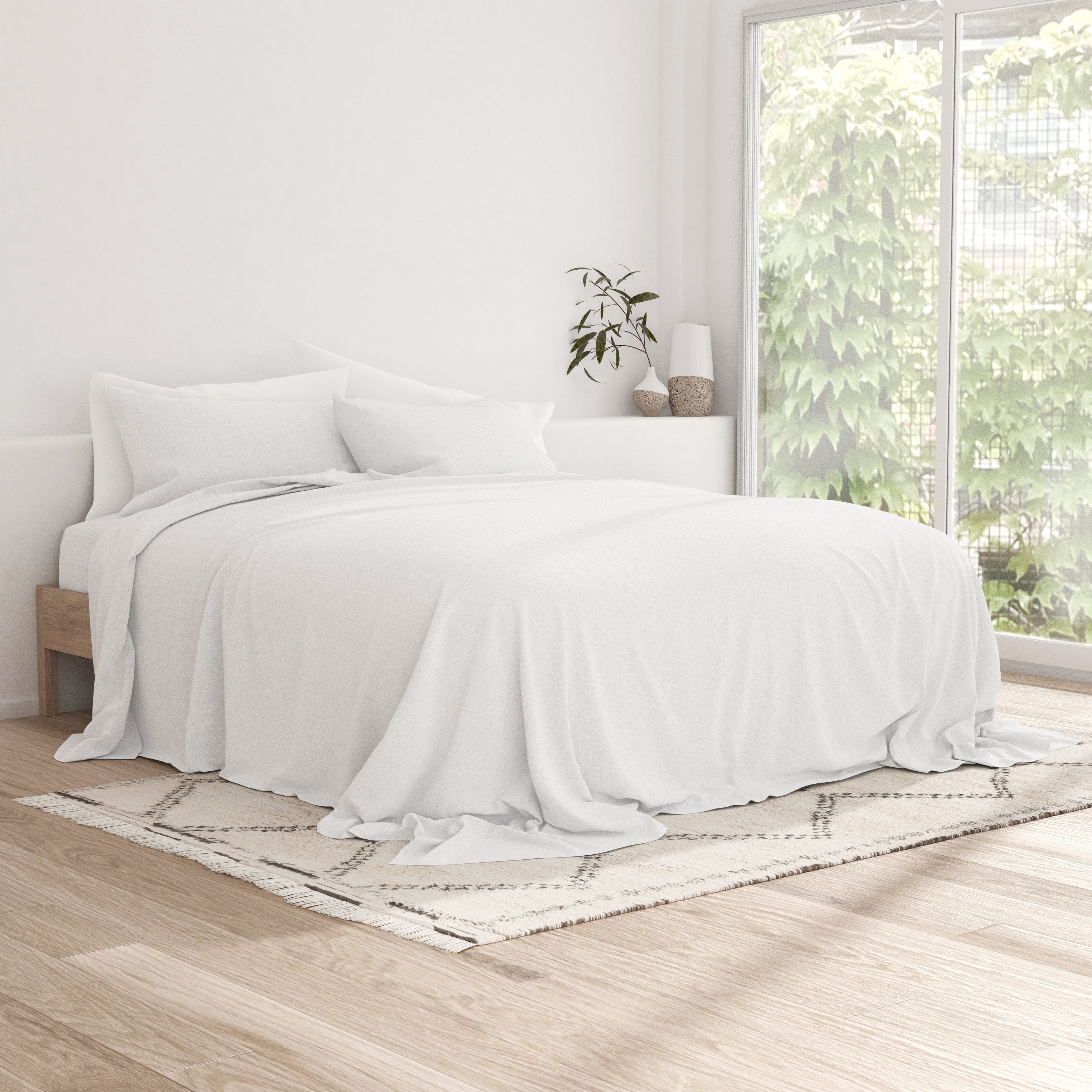 Chambray Style Pattern 4-Piece Sheet Set - Soft & Breathable Bedding for Comfortable Sleep - Perfect for Master Bedroom, Guest Room & Dorm