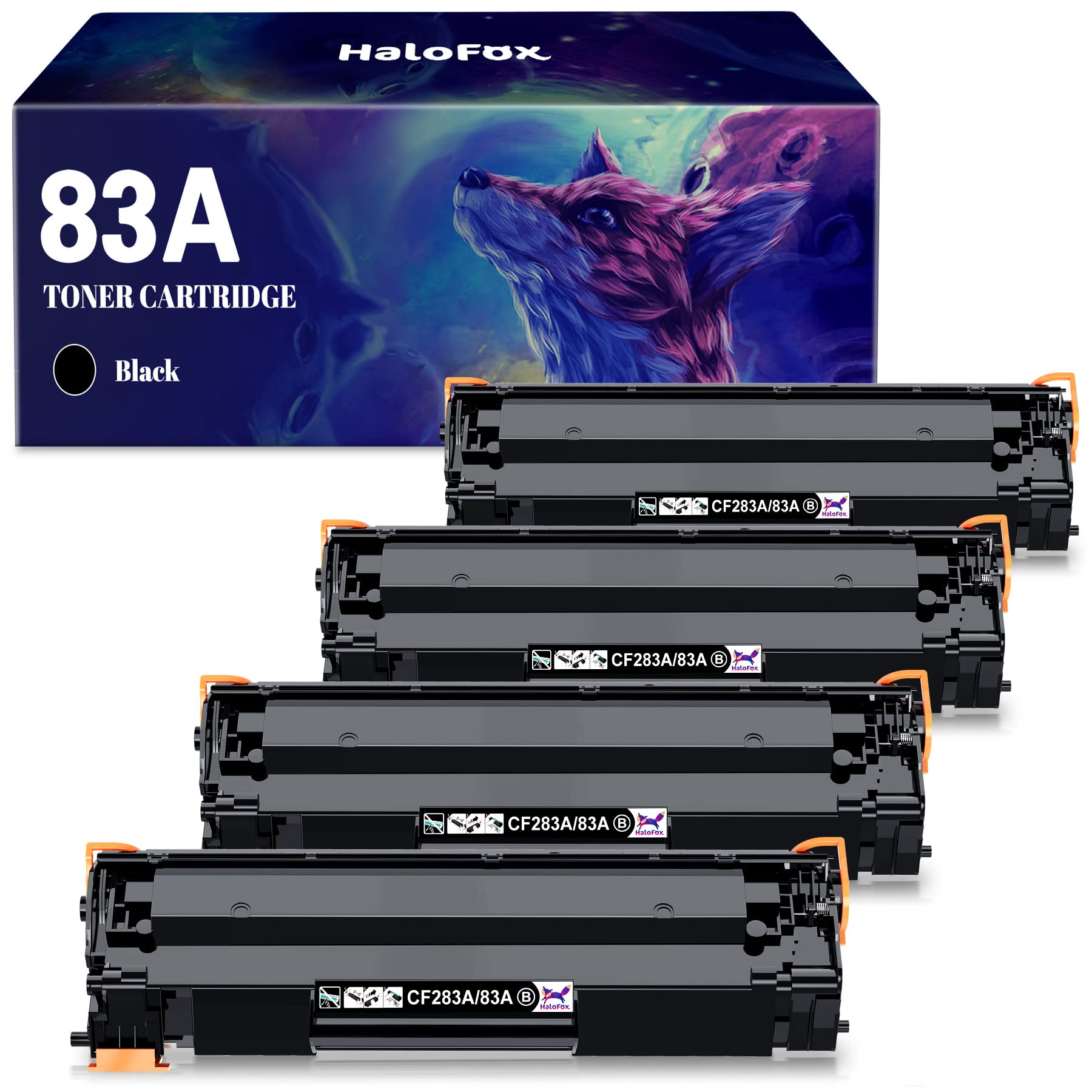 HaloFox Compatible Toner Cartridge Replacement for HP CF283A 83A - 4-Pack Black - Works with HP Laserjet Pro MFP M125nw M201dw M225dw M201n M125a M127fn M127fw - Perfect for Home Office & Small Business Printing Needs