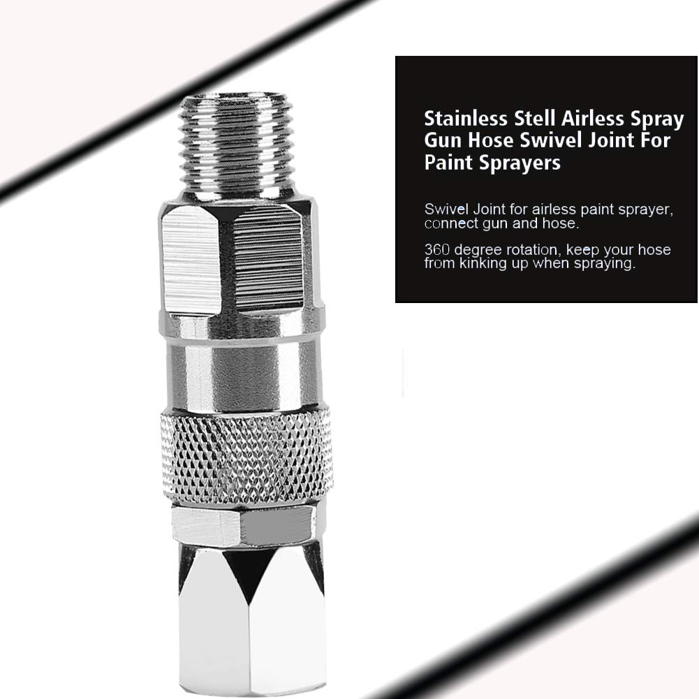1/4-Inch Stainless Steel Swivel Joint - High Pressure Rotary Connector for Airless Paint Sprayers | Durable Hose Fitting for Professional Painting Equipment | Perfect for Automotive, Industrial & Home Painting Projects