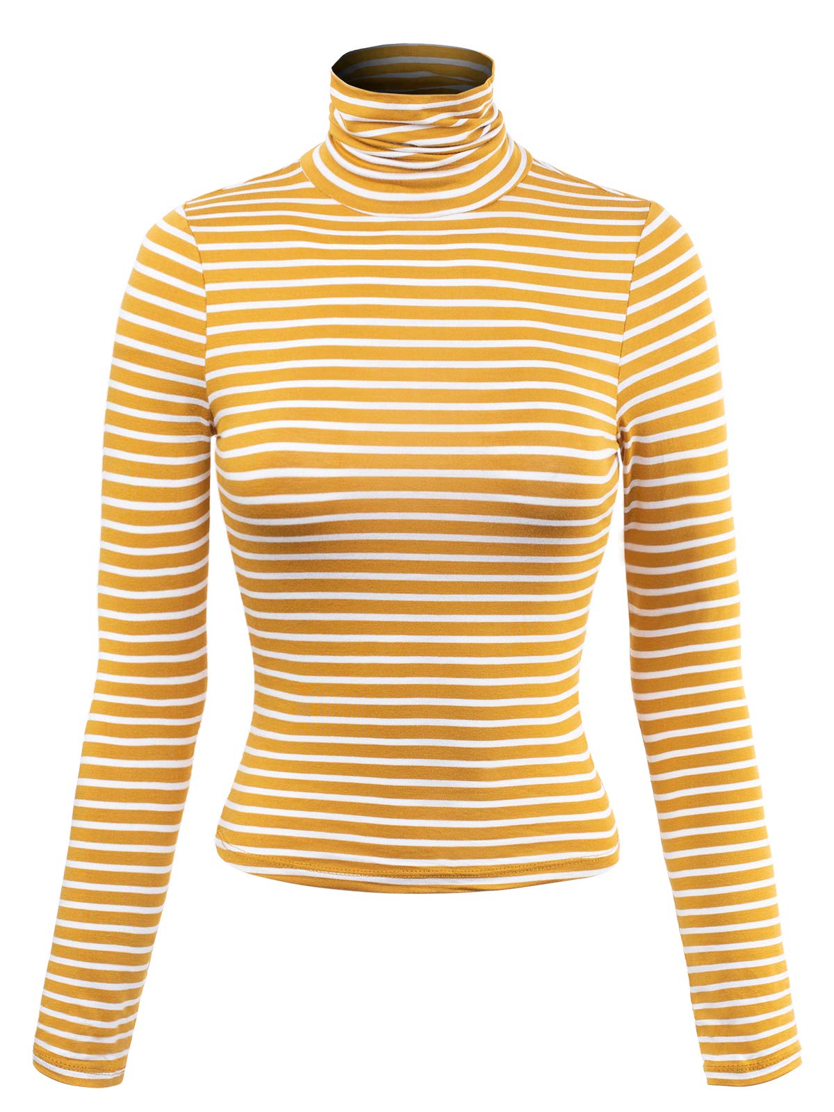 MixMatchy Women's Striped Turtleneck Crop Sweater - Long Sleeve Casual Pullover for Fall & Winter Fashion | Perfect for Office Wear, Date Nights & Holiday Outfits