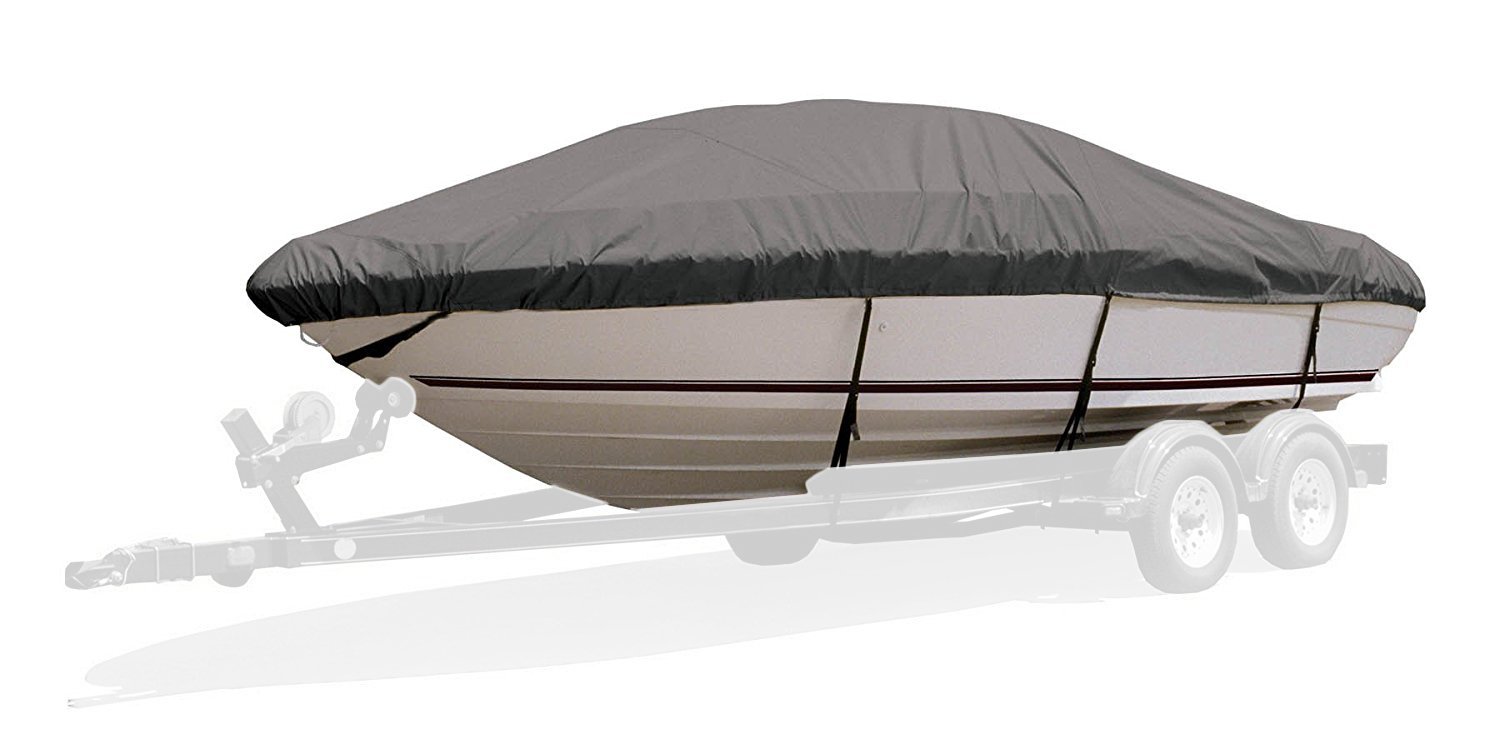 Aluminum V-Hull Fishing Boat Cover with Motor Hood - Durable Waterproof Protection for Bass Boats & Small Watercraft - Ideal for Outdoor Storage & Marine Use