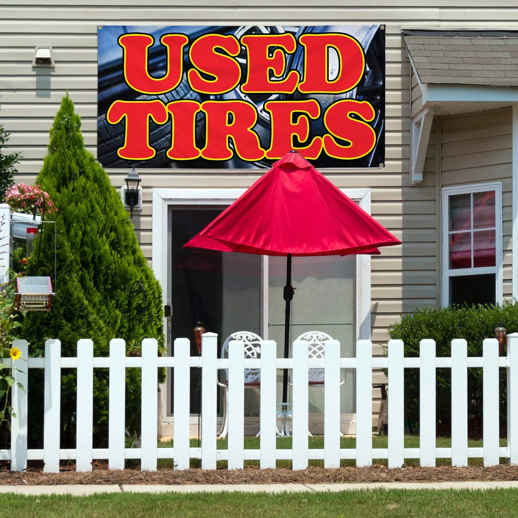 Durable Vinyl Banner for Outdoor & Industrial Use - Multiple Sizes (48x96 Inches) with 8 Rustproof Grommets - Weatherproof Car, Auto & Vehicle Signs - Perfect for Used Tires Advertising, Yard Sales & Business Promotion