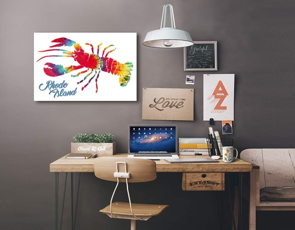 Lantern Press Rhode Island Tie Dye Wall Art - 16x24 Wrapped Canvas Print for Home Decor, Bedroom & Living Room Wall Hanging - Vibrant Bohemian Style Artwork