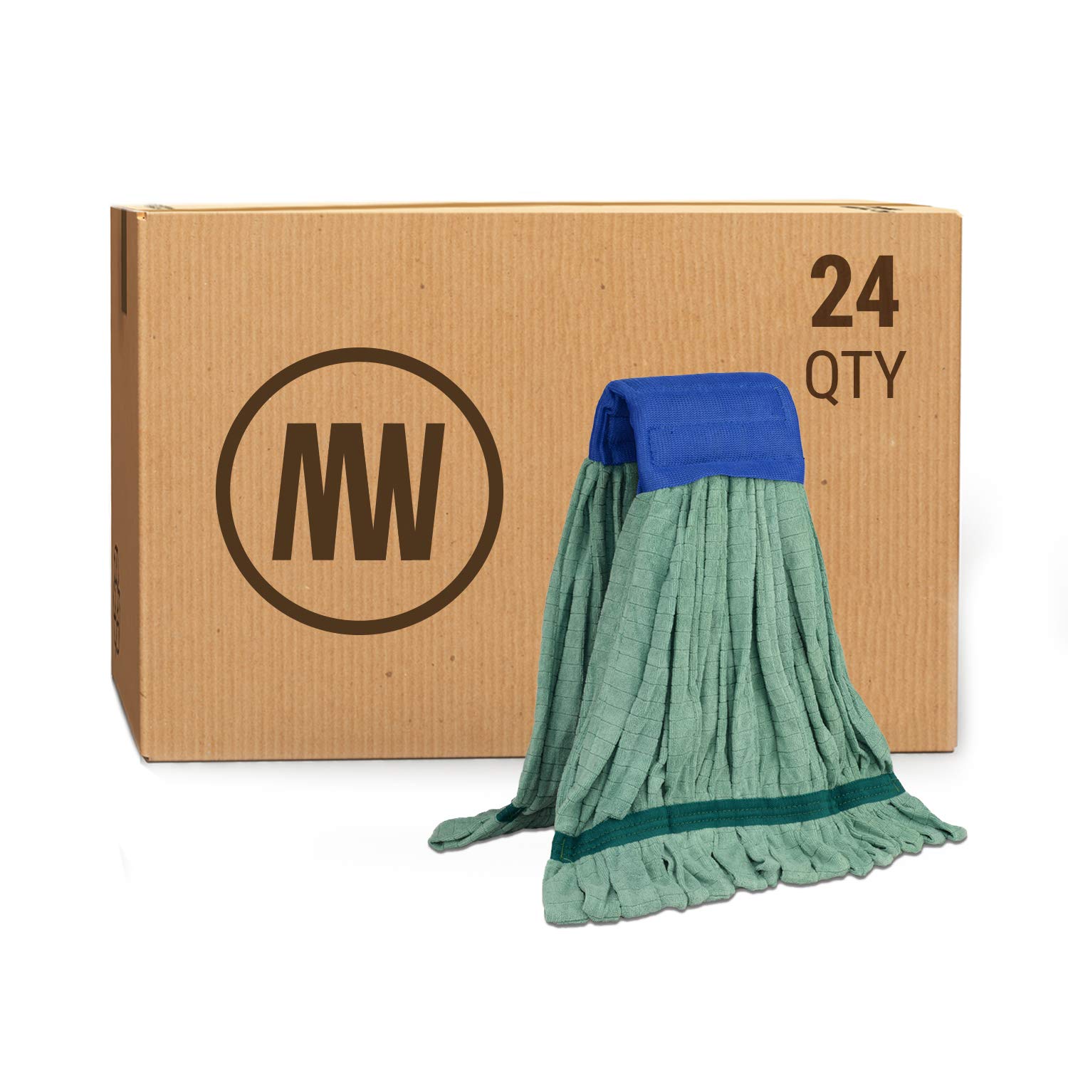 Bulk Large Microfiber Tube Mop Head (18 oz) - 24 Pack Commercial Heavy Duty Wet Mops for Floor Cleaning | Machine Washable, Durable & Absorbent | Ideal for Janitorial, Hospital, Restaurant & Industrial Use