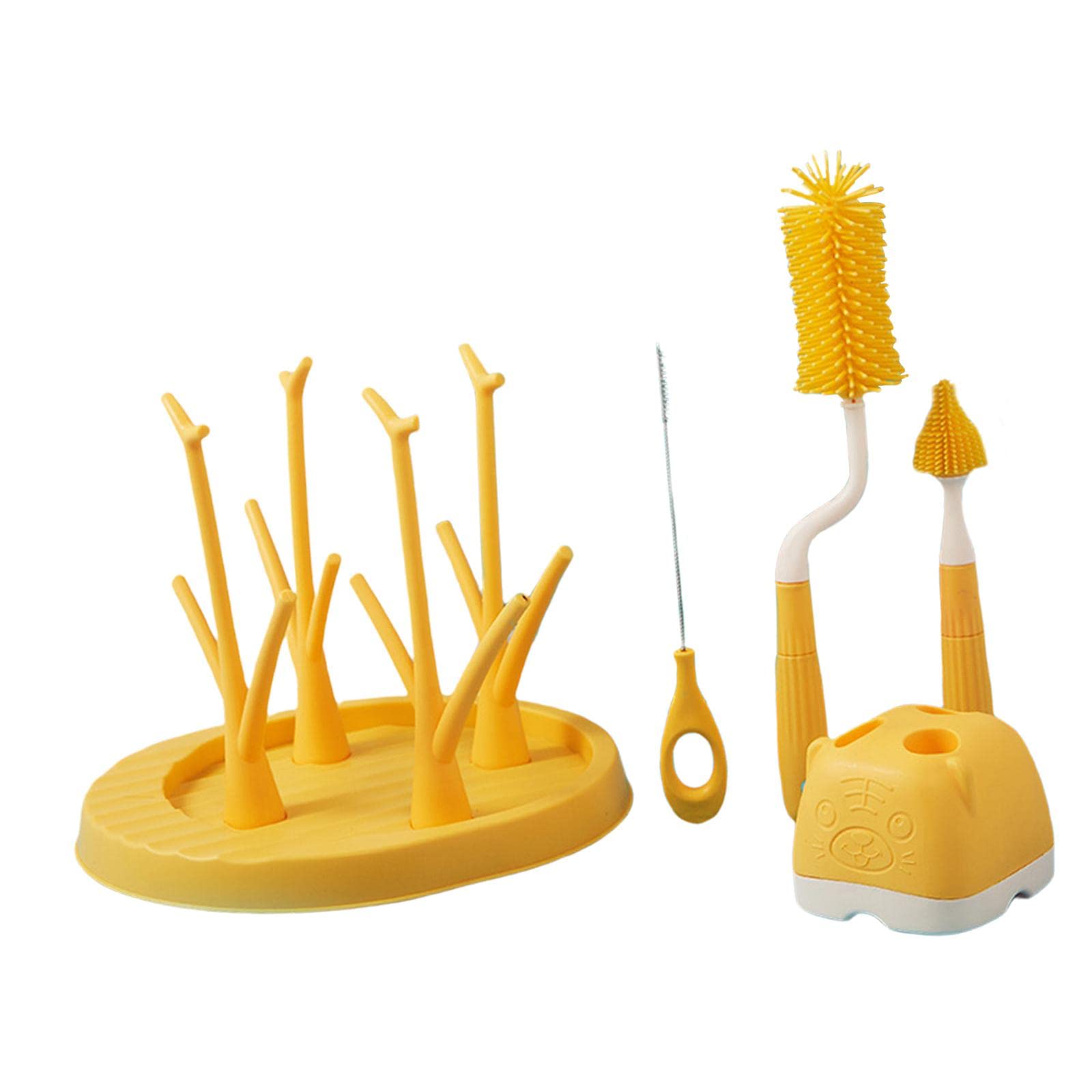 Ronyme Bottle Brush Set - 3 Pack Durable Kitchen Cleaning Brushes for Baby Bottles, Cups, and Narrow Containers | Portable Dish Scrubber with Long Handle | Perfect for Home, Travel, and Camping Use (Yellow)