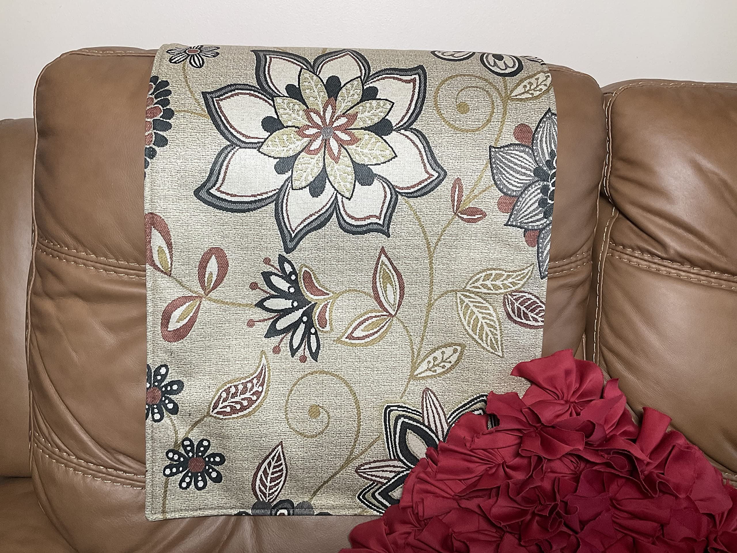 Recliner Headrest Covers 17x27 - Floral Design Slipcovers for Sofas, Loveseats & Theater Chairs | Furniture Protectors for Home, Office & Dining Room Decor | Perfect for Family Rooms & Movie Nights