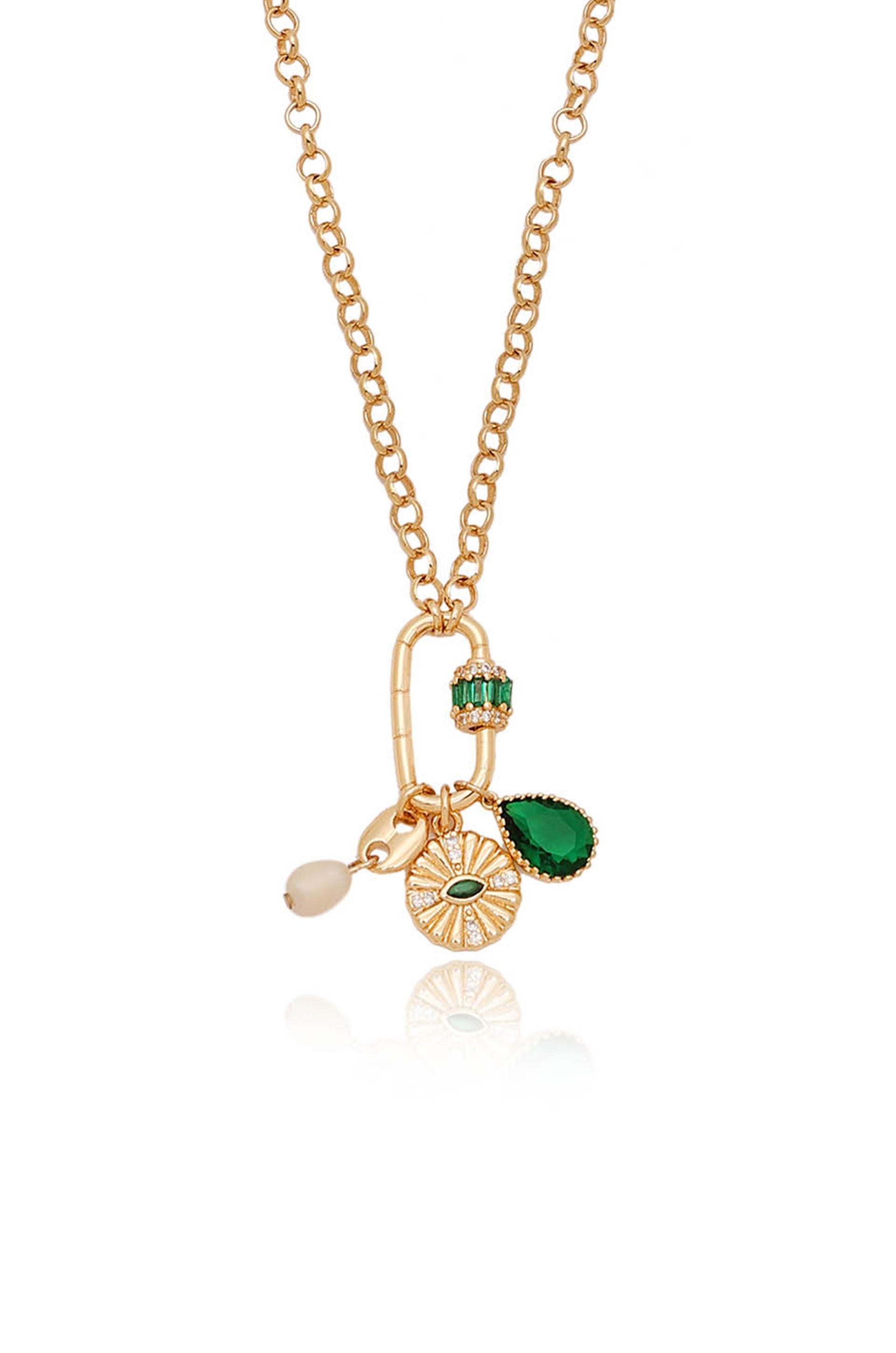 Green Queen Crystal Charm Necklace - Elegant Bohemian Jewelry for Women | Perfect for Parties, Weddings & Everyday Wear