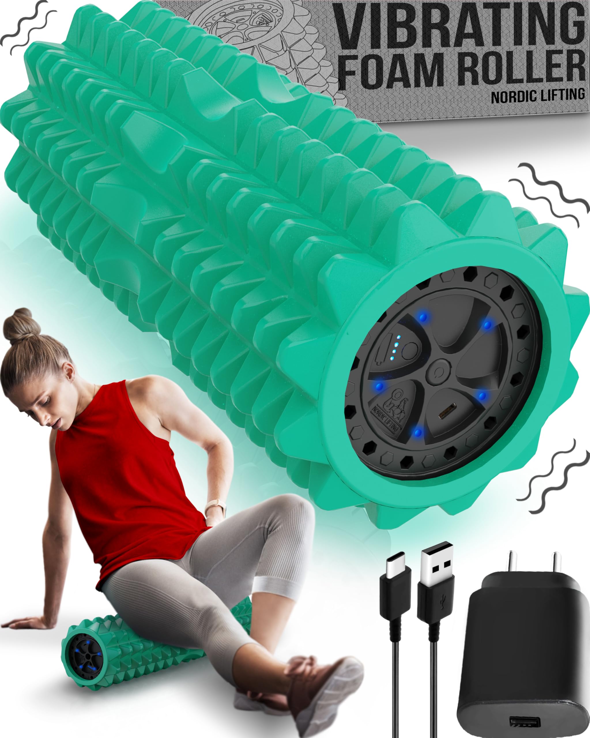 Vibrating Foam Roller for Muscle Recovery & Pain Relief - Ergonomic Massage Roller for Fitness, Yoga, Physical Therapy & Deep Tissue Massage - Portable Body Massager for Athletes & Gym Recovery - Perfect for Post-Workout, Home Gym & Sports Therapy