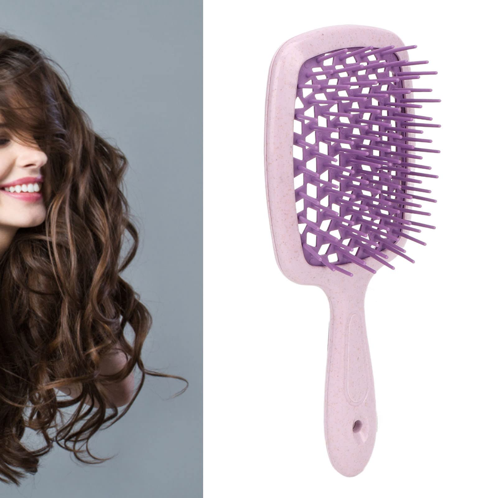 EXCLUZO Vent Paddle Hair Brush - Professional Detangling & Massage Brush with Mellow Teeth for Wet/Dry Hair, Ergonomic Design for Blow Drying & Styling (Dark Purple) - Perfect for Salon, Home & Travel Use