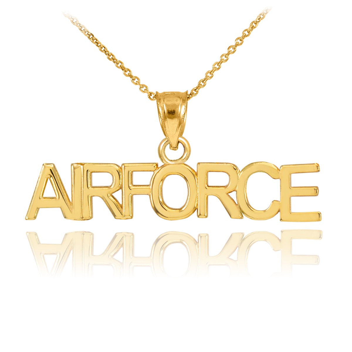 14k Yellow Gold Air Force Pendant Necklace for Men - American Military Heroes Jewelry Gift - Perfect for Veterans Day, Military Appreciation & Patriotic Occasions