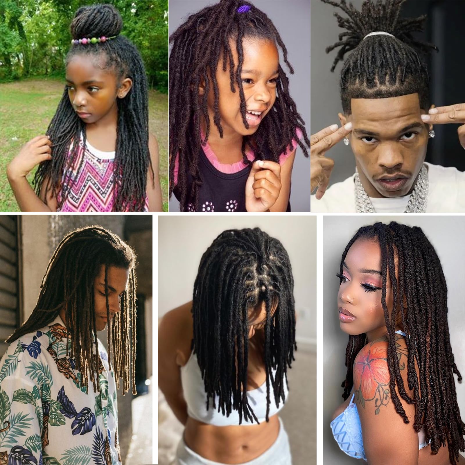 6 Inch Permanent Human Hair Loc Extensions - 70 Strands 0.4cm Real Dreadlocks for Men, Women & Kids - Dyeable, Bleachable & Curlable - Perfect for Protective Styles, Natural Hair Growth & Fashion Looks