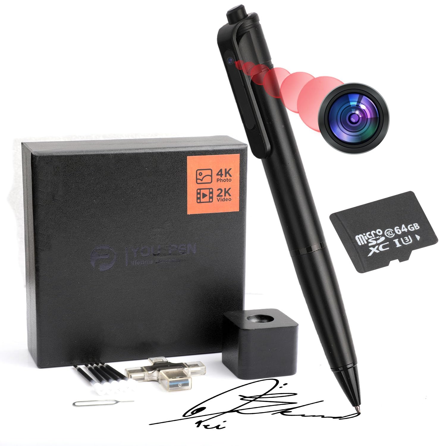 4K HD Surveillance Camera with 64GB Storage - Mini Body Worn Cam, Nanny Cam & Pocket Video Recorder for Home Security, Business Meetings, Classroom Learning & Outdoor Activities