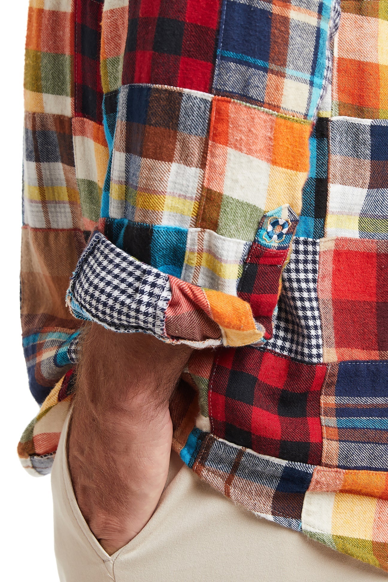 Chase Shirt Harvest Patch Madras Plaid Button Down - Casual Summer Shirt for Men, Perfect for Outdoor Activities & Beach Vacations