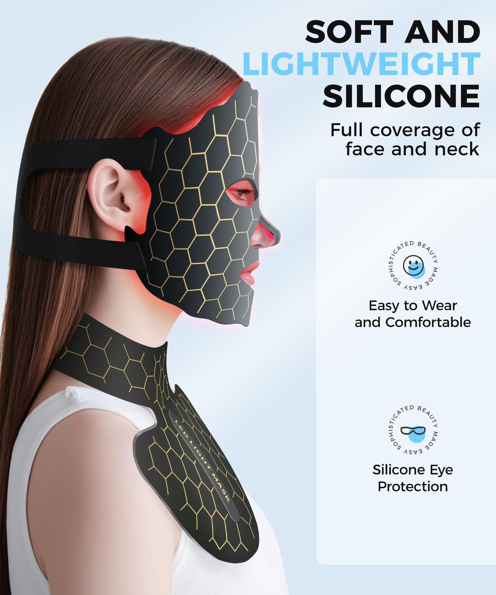 Yahi Red Light Therapy Mask for Face & Neck - 7 Color LED Light Therapy Device for Skin Care at Home | Anti-Aging, Wrinkle Reduction & Acne Treatment | Perfect for Daily Skincare Routine & Spa Treatments
