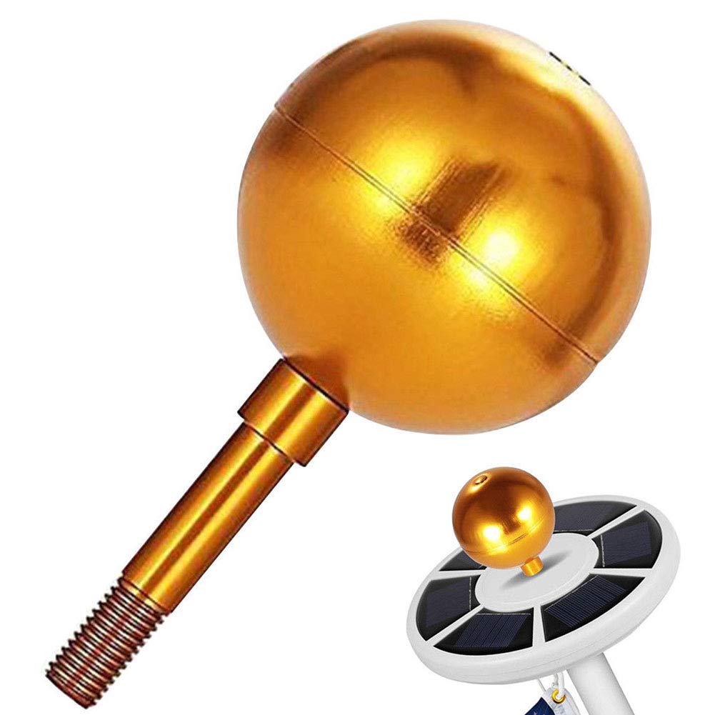 3 Inch Gold Anodized Aluminum Flag Pole Topper Ball - Decorative Ornament for Standard USA Flag Poles, Pulley Trucks & Solar Lights - Perfect for Patriotic Home, Garden & Outdoor Decor