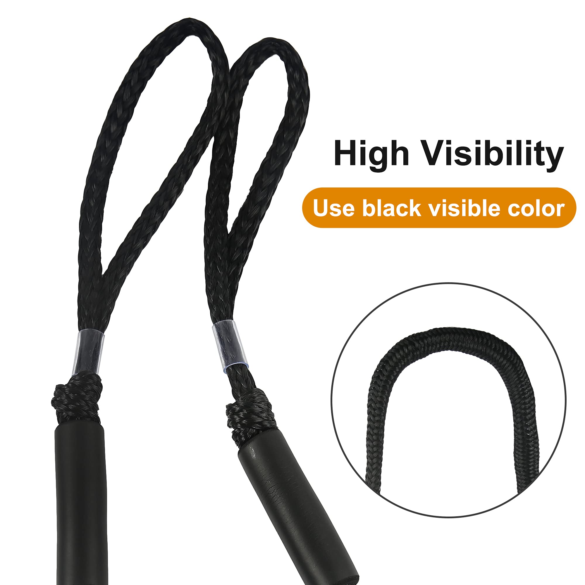 DockMoor 4 Pack Premium Marine Boat Dock Lines - Heavy Duty Rope for Jet Ski, Pontoon, Wave Runner, Kayak & Seadoo Accessories (Black) - Perfect for Mooring, Docking & Watercraft Security