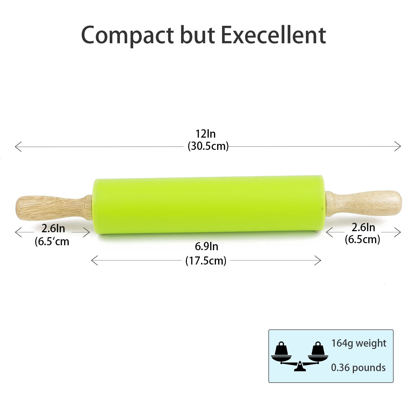Non-Stick Silicone Rolling Pin with Wooden Handle - Perfect for Baking, Pastry, Dough, Cookies & Pie Crust - Essential Kitchen Tool for Home Bakers & Professional Chefs