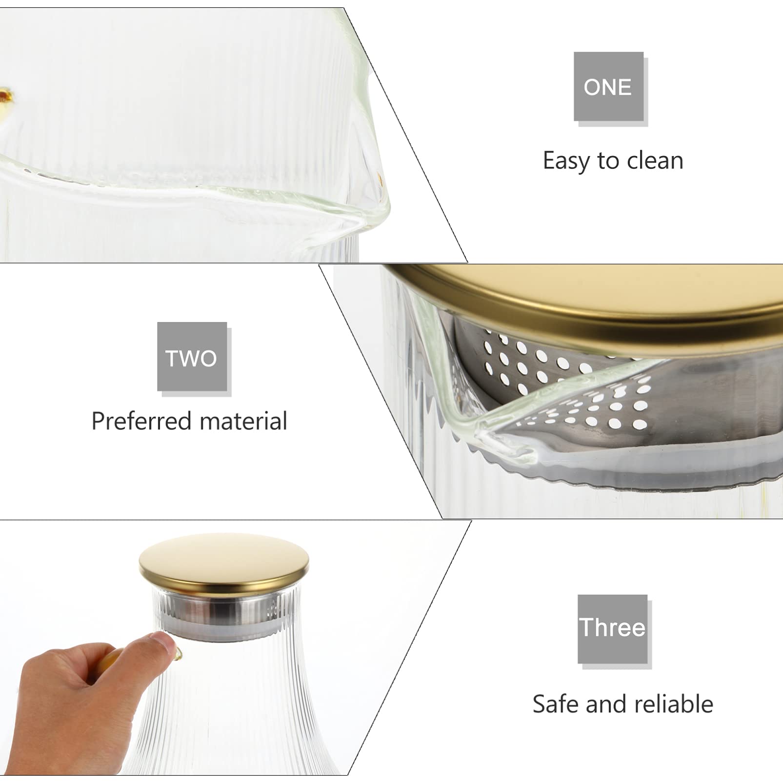 Premium Borosilicate Glass Teapot with Infuser - 1L Cold Water Jug, Heat-Resistant & Transparent Kettle for Iced Tea, Herbal Brewing & Home Decor
