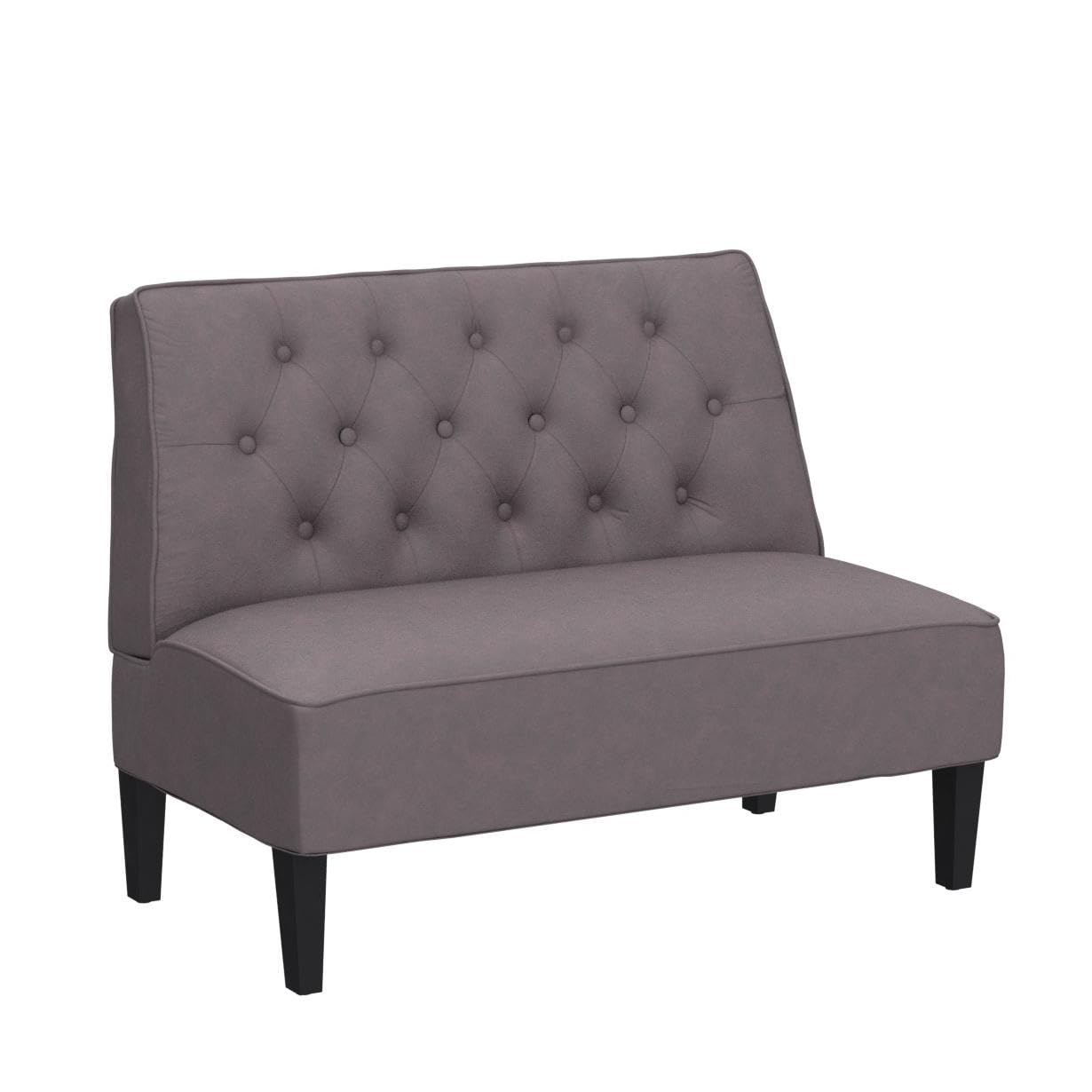 Velvet Upholstered Loveseat Bench - Tufted Button Armless Settee Sofa for Bedroom, Living Room & Dining Room | Small Space Grey Couch for Cozy Seating & Home Decor