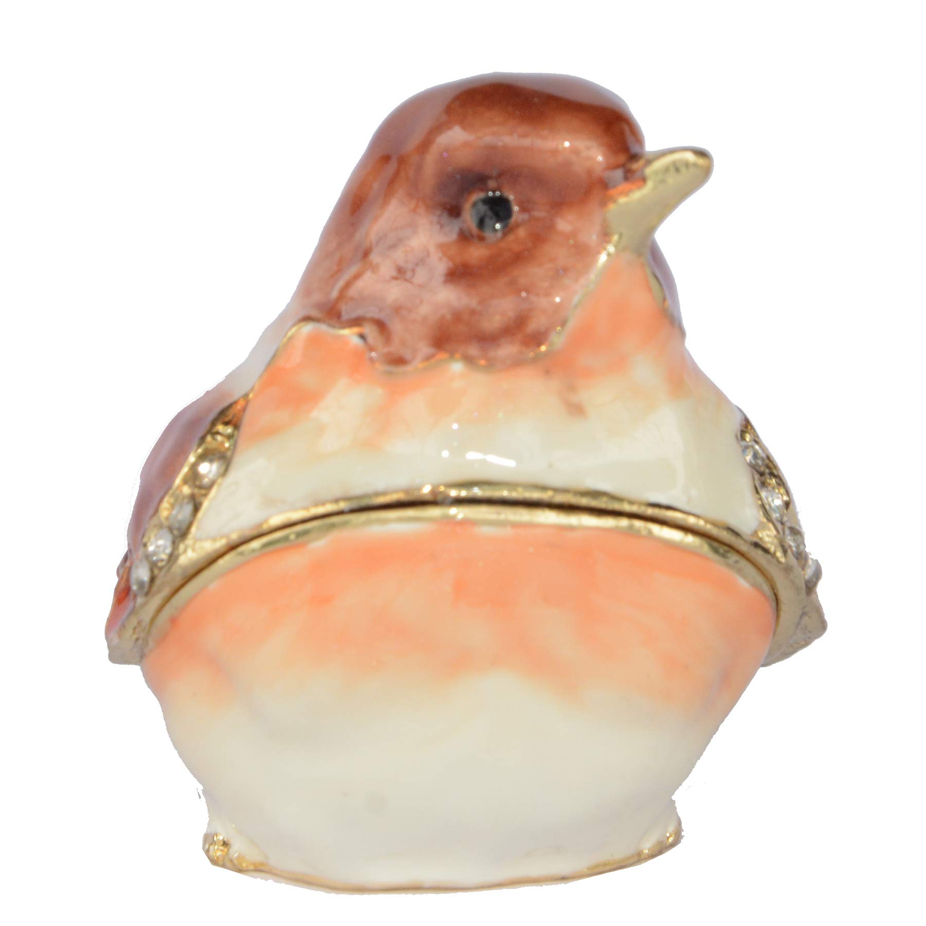 Hand Painted Robin Bird Trinket Box - Jewelry Storage with Hinged Lid, Ring & Earring Holder - Decorative Collectible Figurine for Home Decor, Gift Giving & Vanity Organizer