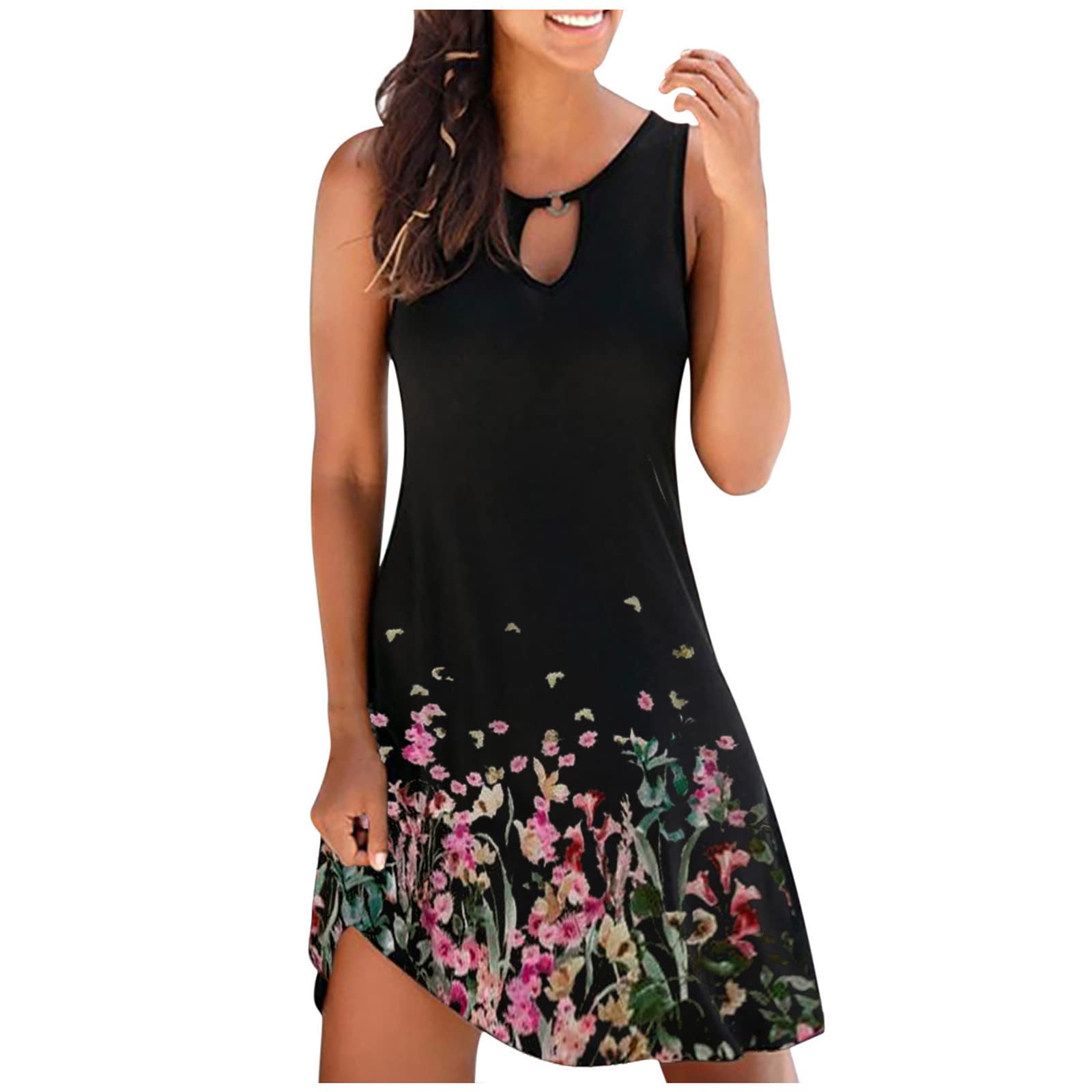 Elegant Floral Summer Dresses for Women 2022 | Plus Size Boho Midi Sundress | Casual Sleeveless Dress for Beach, Vacation & Outdoor Parties