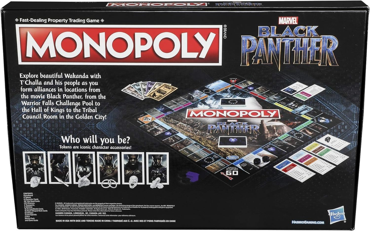 Monopoly Game: Black Panther Edition - Marvel Collector's Board Game for Family Fun and Superhero Fans