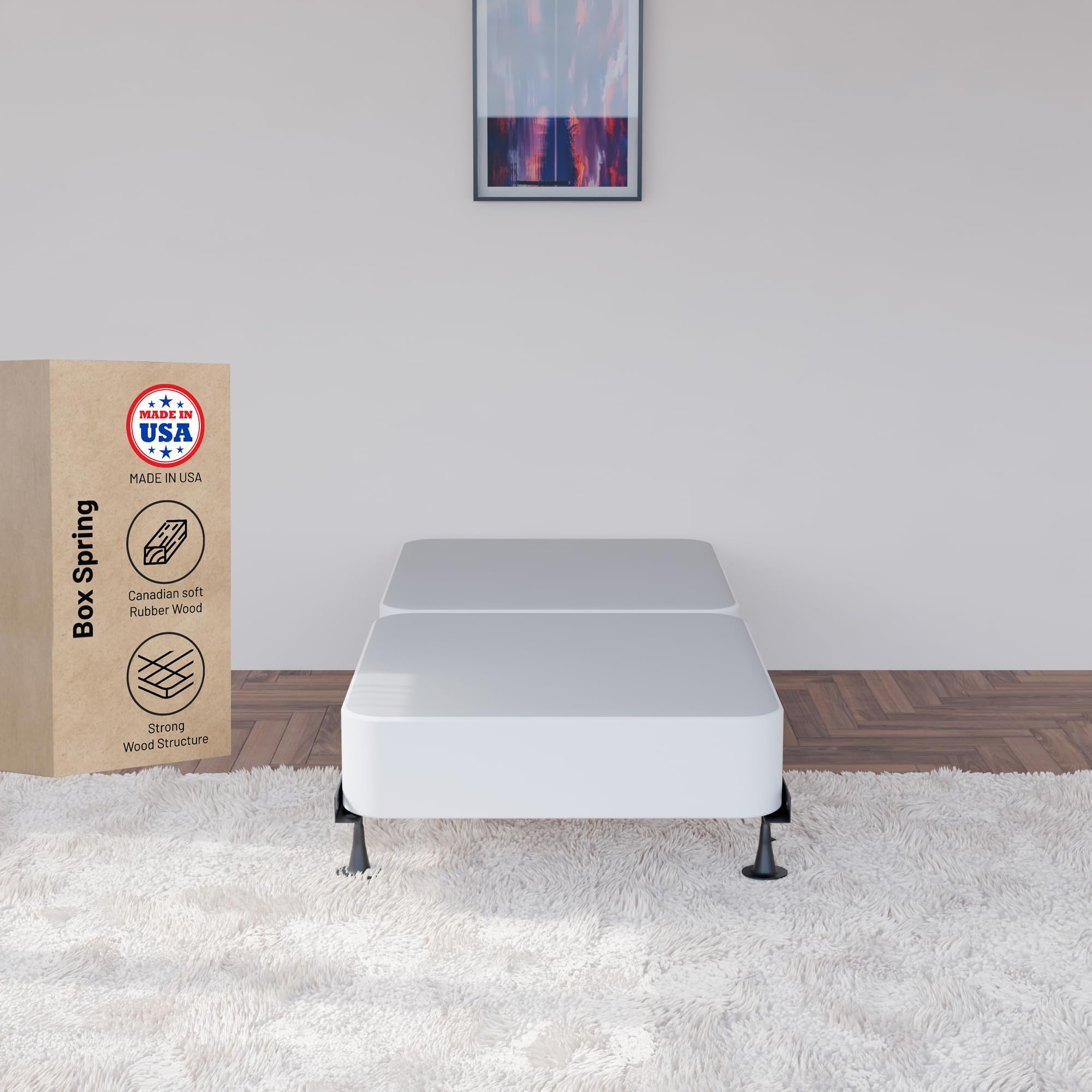 Greaton Fully Assembled Metal Traditional Box Spring/Foundation for Twin XL Mattress Set - Sturdy Bed Base Support for Enhanced Comfort in Bedrooms, Guest Rooms & Dorms